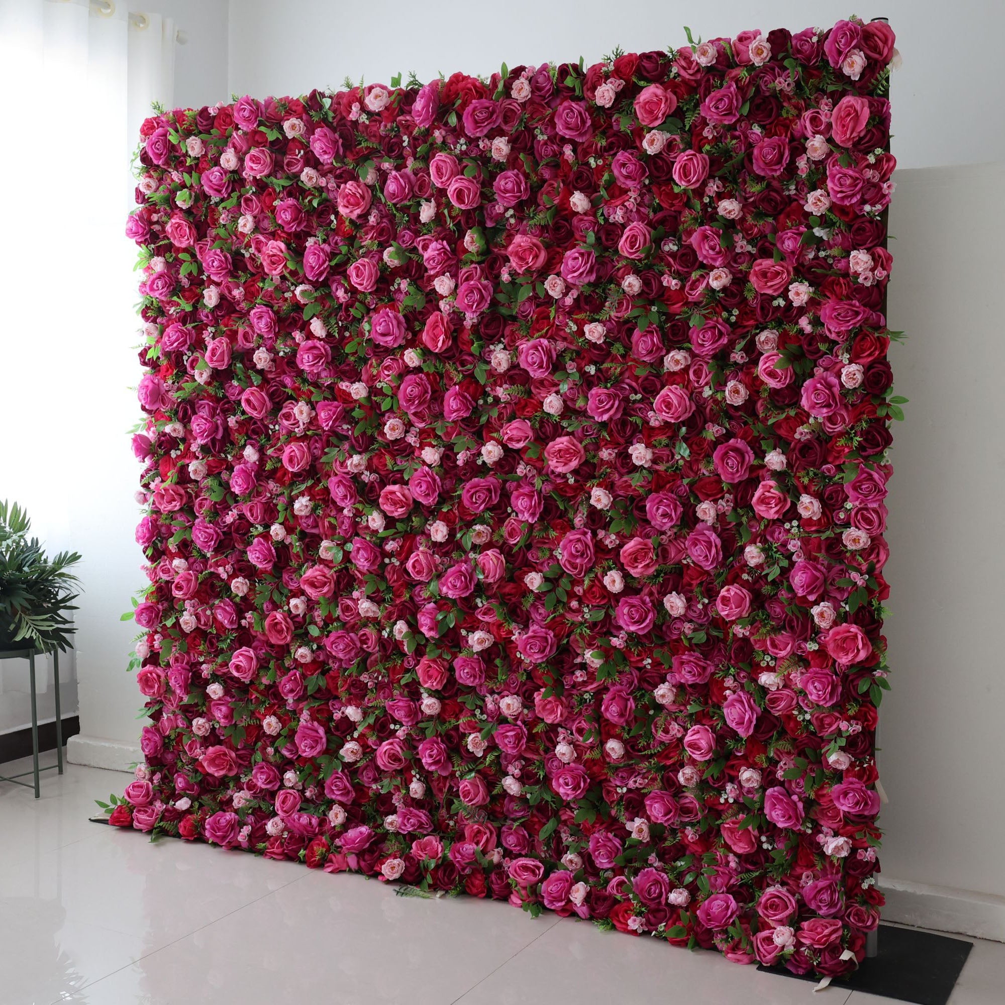 Valar Flowers Roll Up Fabric Artificial Flower Wall Wedding Backdrop, Floral Party Decor, Event Photography-VF-030