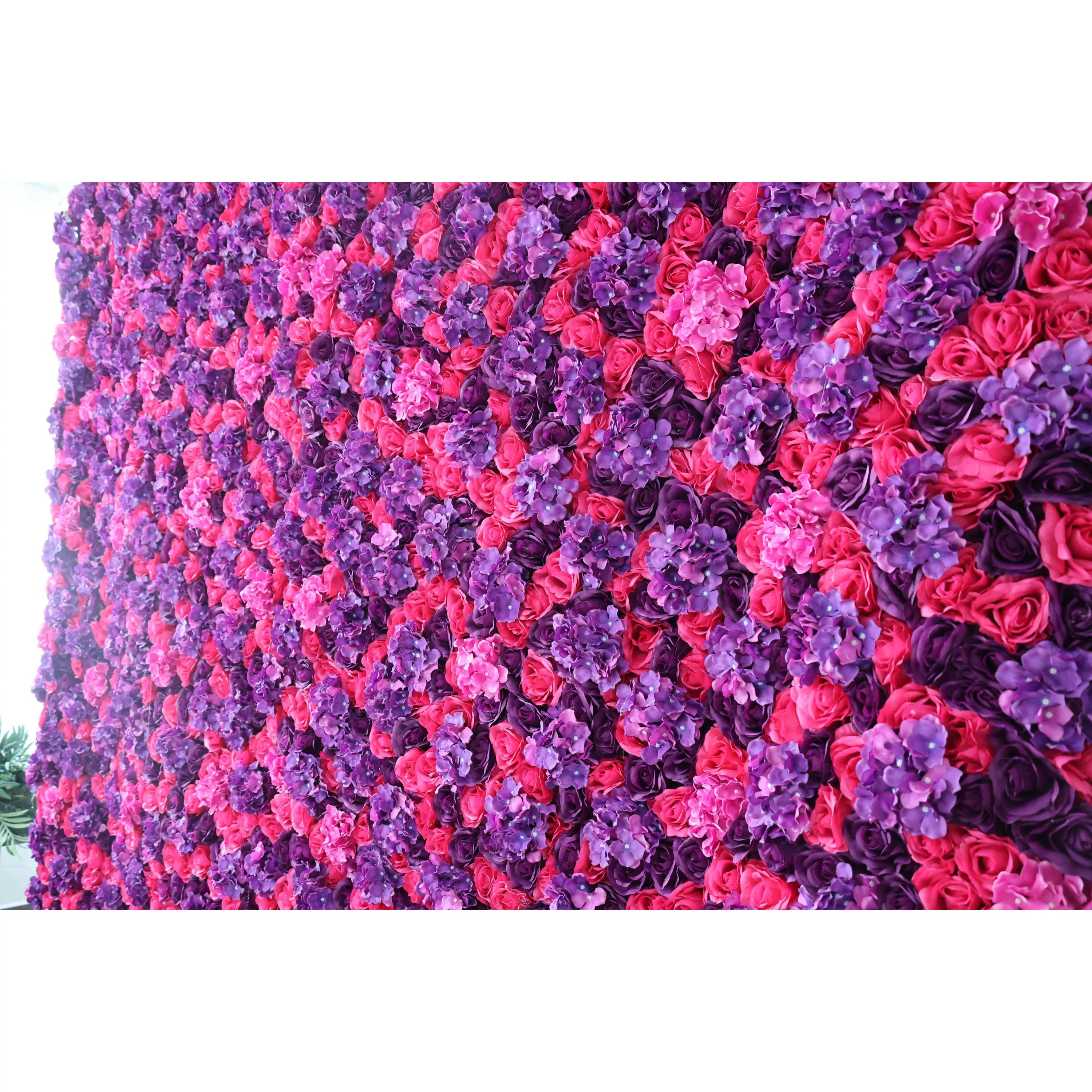 ValarFlowers Artificial Floral Wall Backdrop: The Passionate Spectrum - A Mesmerizing Medley of Deep Reds and Purples-VF-273-2
