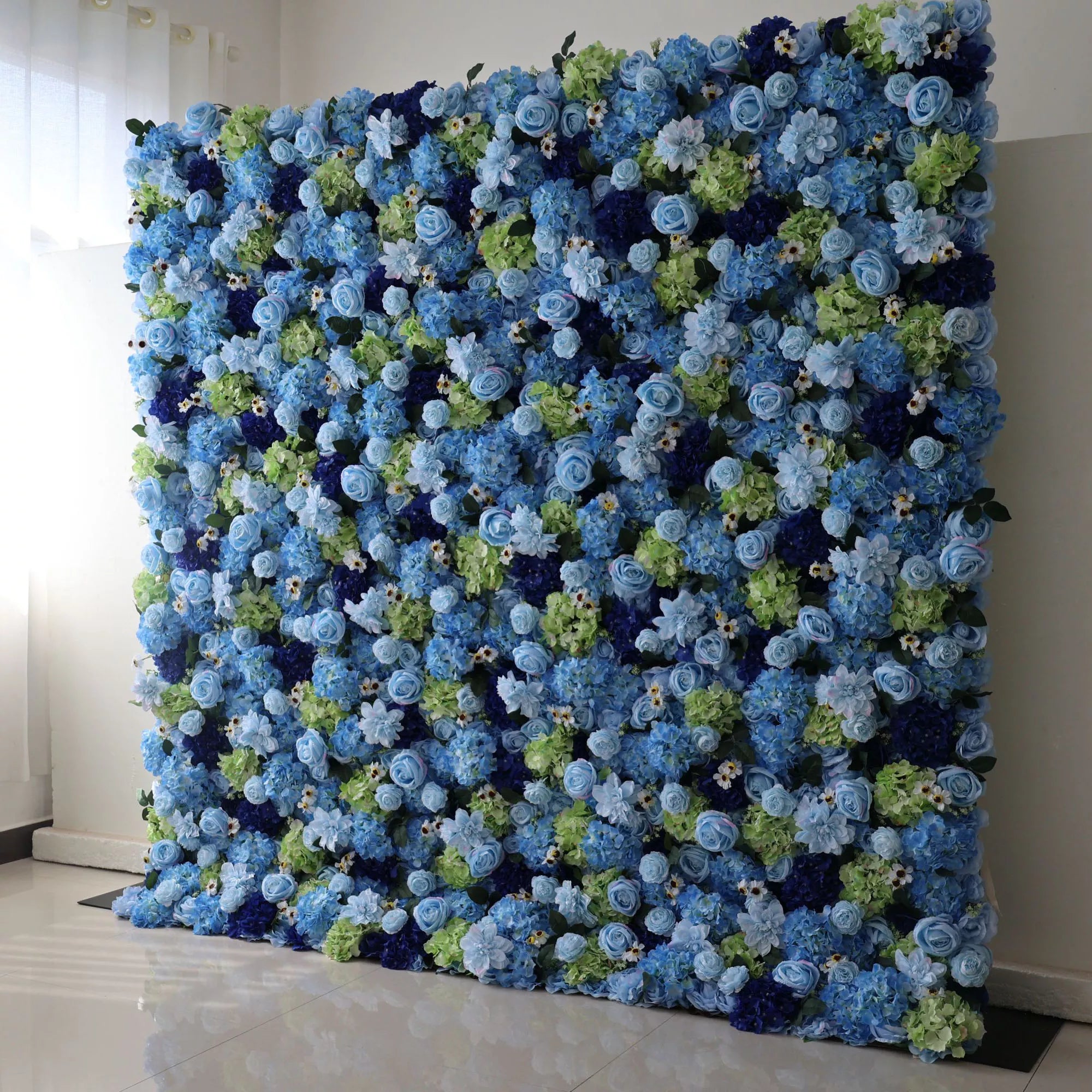 Valar Flowers Roll Up Fabric Artificial Flower Wall Wedding Backdrop, Floral Party Decor, Event Photography-VF-120
