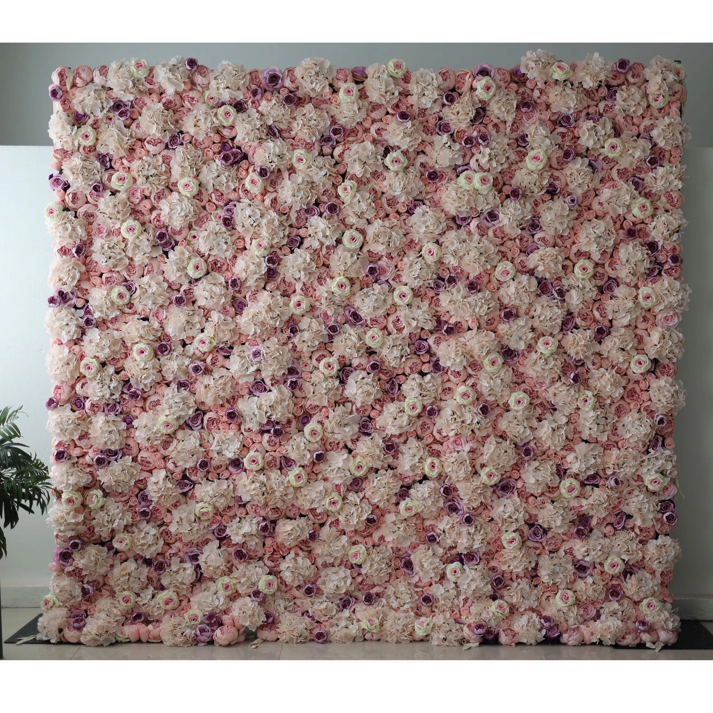 Valar Flowers Roll Up Fabric Artificial Flower Wall Wedding Backdrop, Floral Party Decor, Event Photography-VF-101