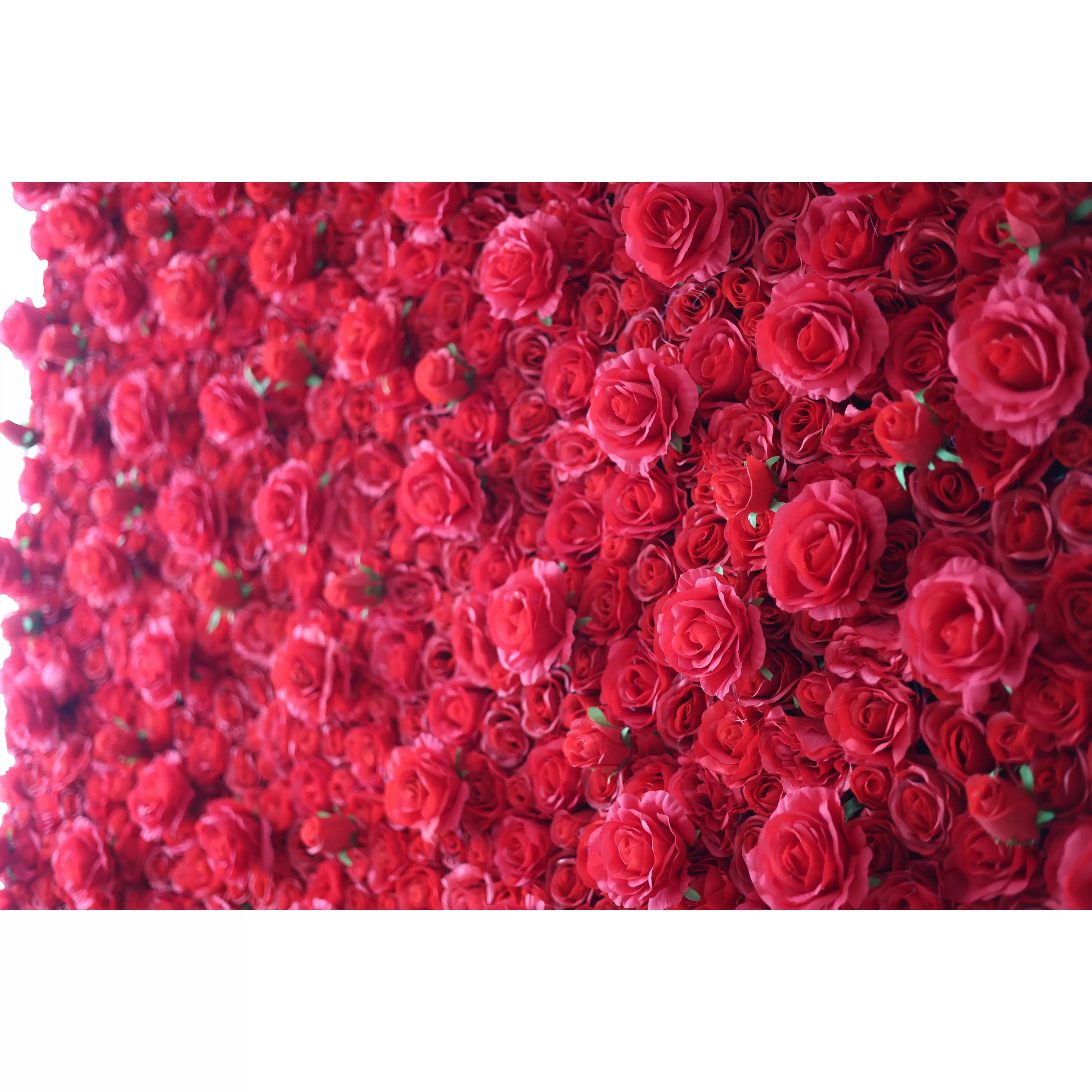 Valar Flowers Roll Up Fabric Rouge à lèvres artificiel Fleur rouge Mur Toile de fond de mariage, Décor de fête florale, Photographie d'événement-VF-059 