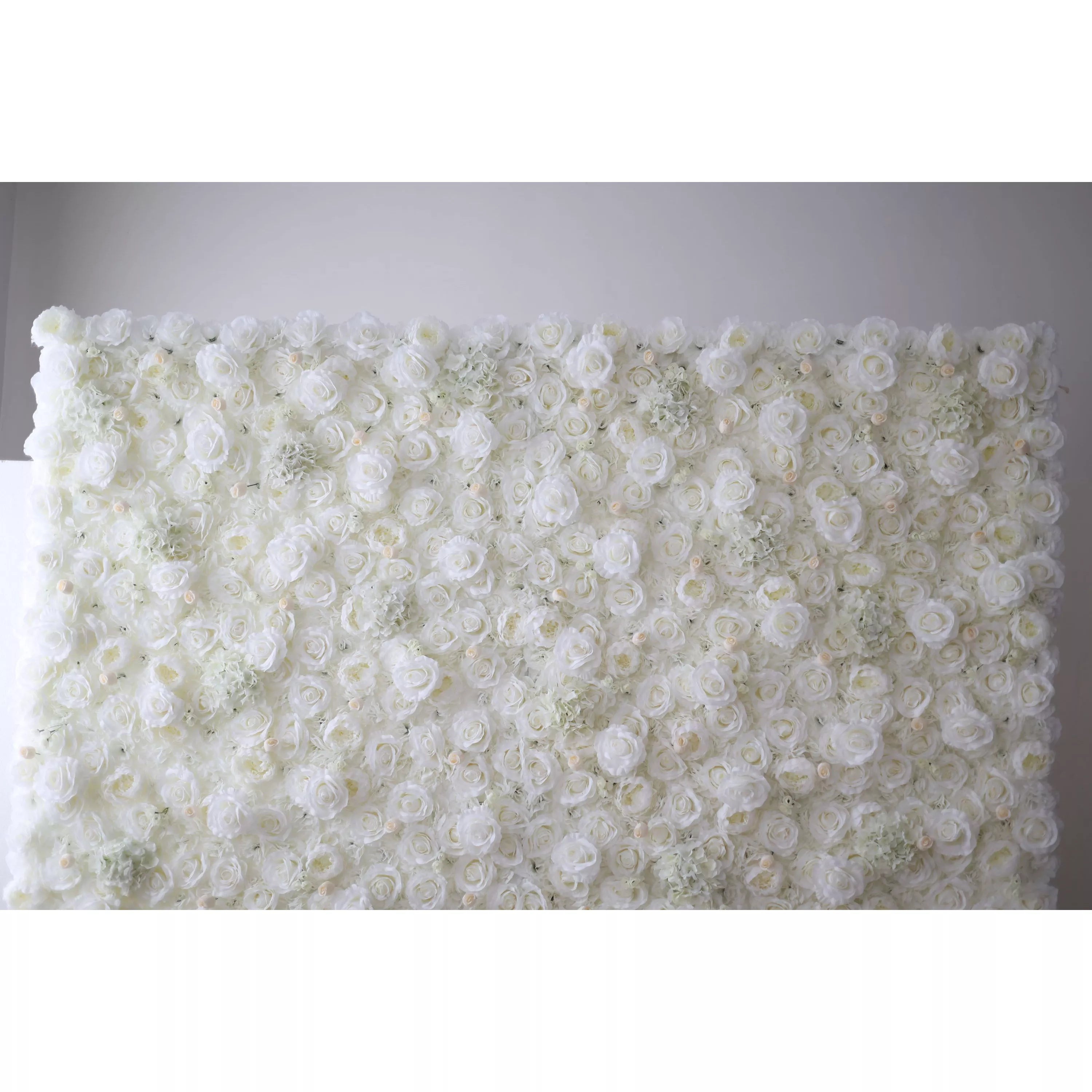 Valar Flowers Roll Up Fabric Artificielle Pure White Flower Wall Toile de fond de mariage, Décor de fête florale, Photographie d'événement-VF-052-3 