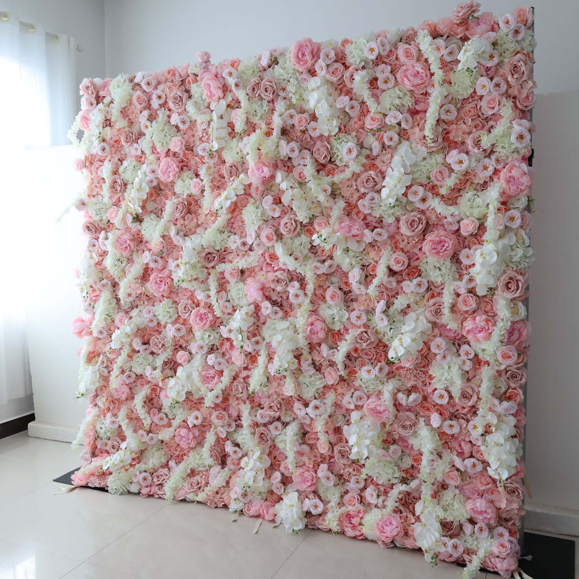 Valar Flowers roll up fabric artificial flower wall for wedding backdrop, floral design VF-3040