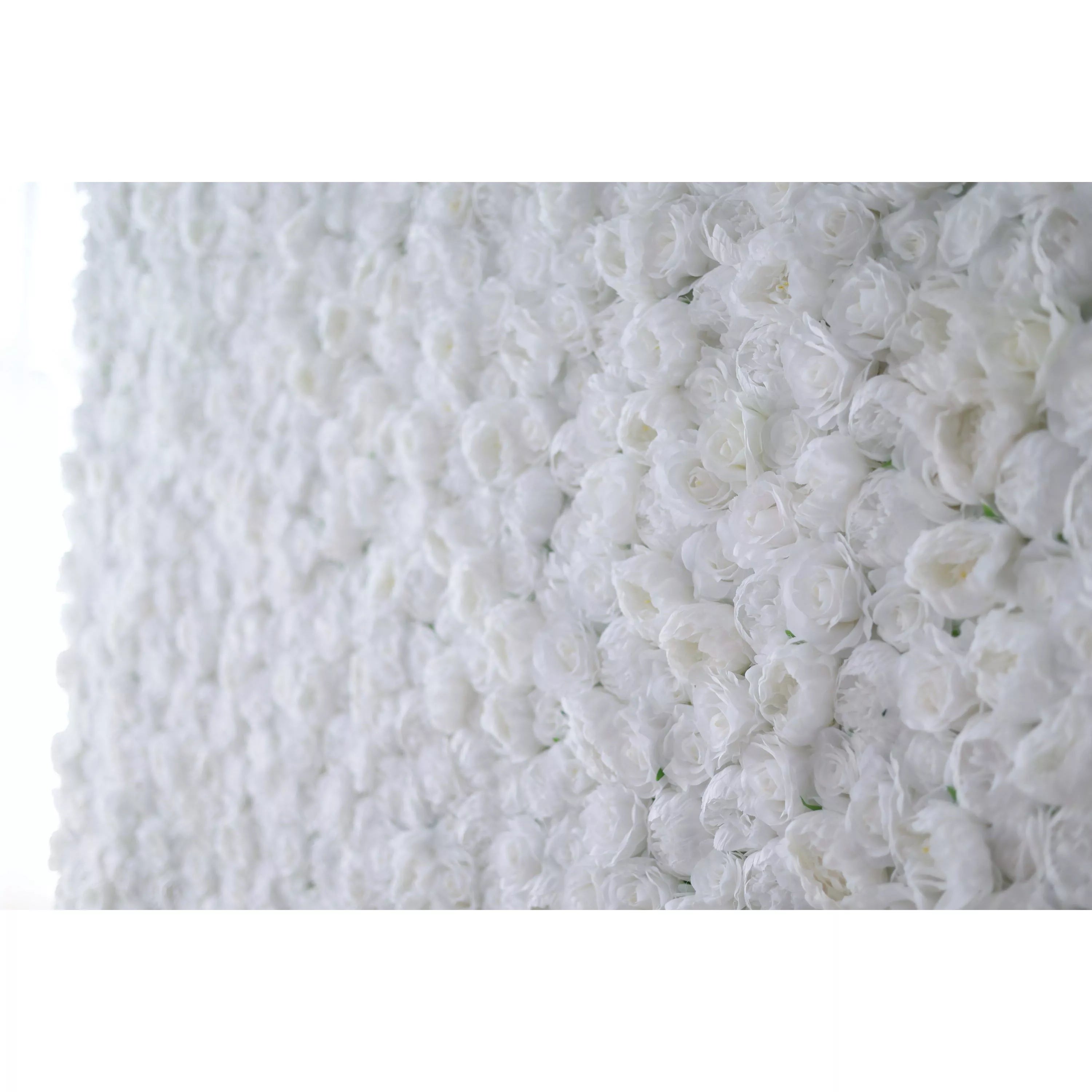 Valar Flowers présente : White Blossom Bliss – Une gamme dense de roses dans un mur de fleurs en tissu artificiel-VF-211 