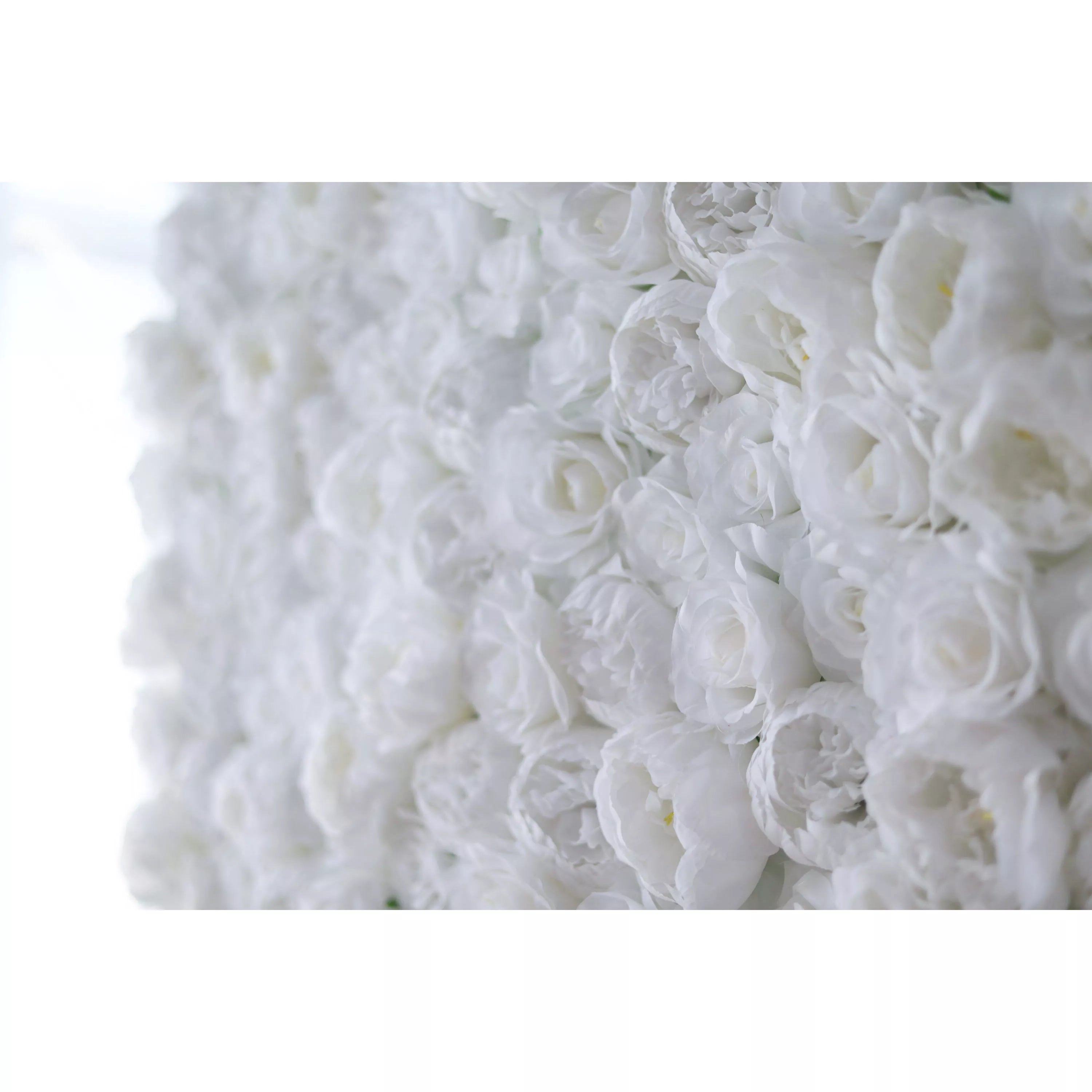 Valar Flowers Presents: White Blossom Bliss – A Dense Array of Roses in an Artificial Fabric Flower Wall-VF-211