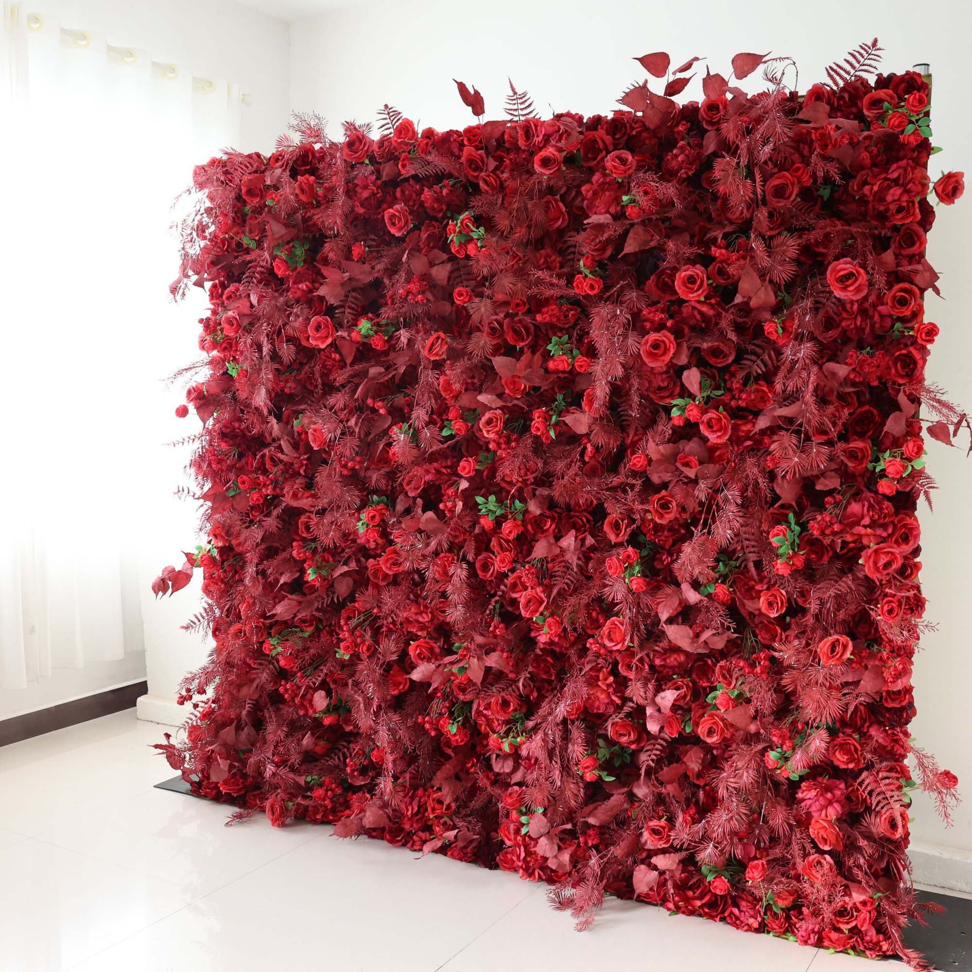 Valar Flowers Roll Up Fabric Artificial Flower Wall Wedding Backdrop, Floral Party Decor, Event Photography-VF-303