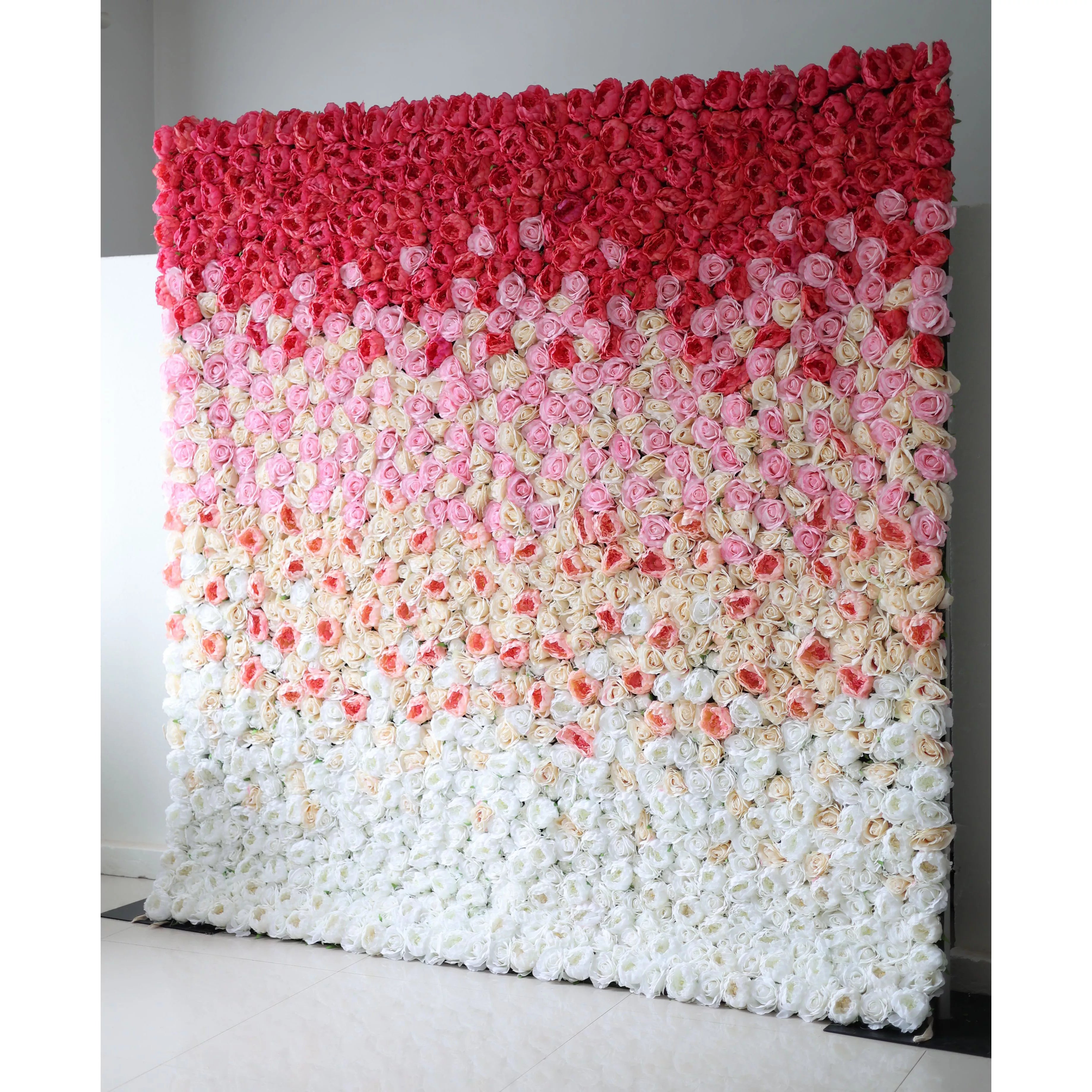 خلفية جدار زفاف من زهرة حمراء إلى بيضاء من قماش فالار ، ديكور حفلات زهور زهور ، حدث