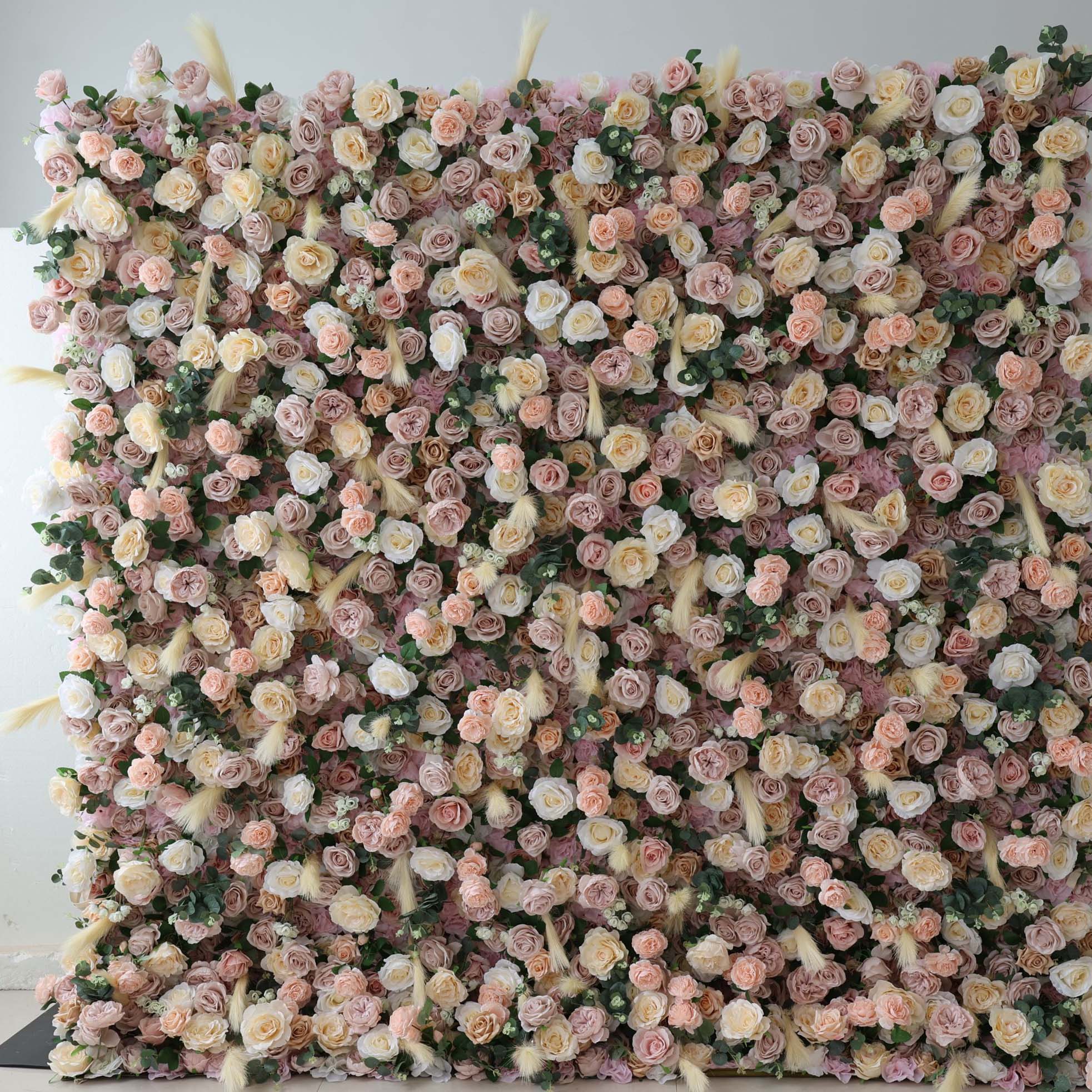 Valar Flowers Roll Up Fabric Artificial Flower Wall Wedding Backdrop, Floral Party Decor, Event Photography-VF-302