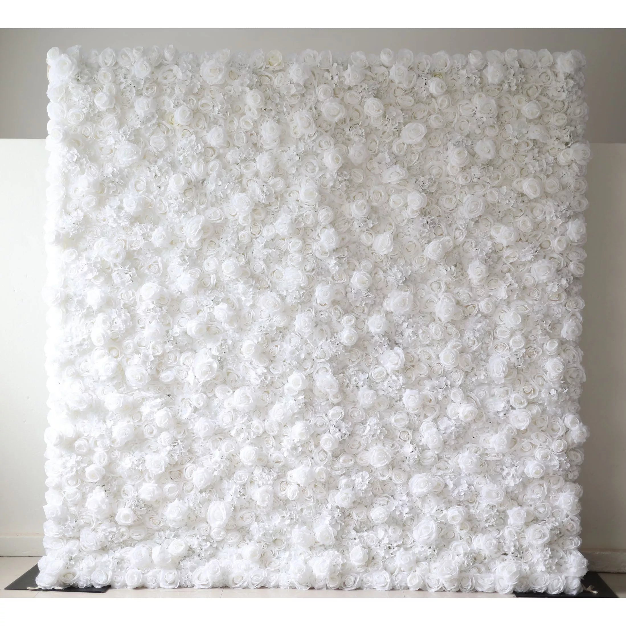 Valar Flowers Roll Up Fabric Artificial Pure White Flower Wall Wedding Backdrop, Floral Party Decor, Event Photography-VF-051-3