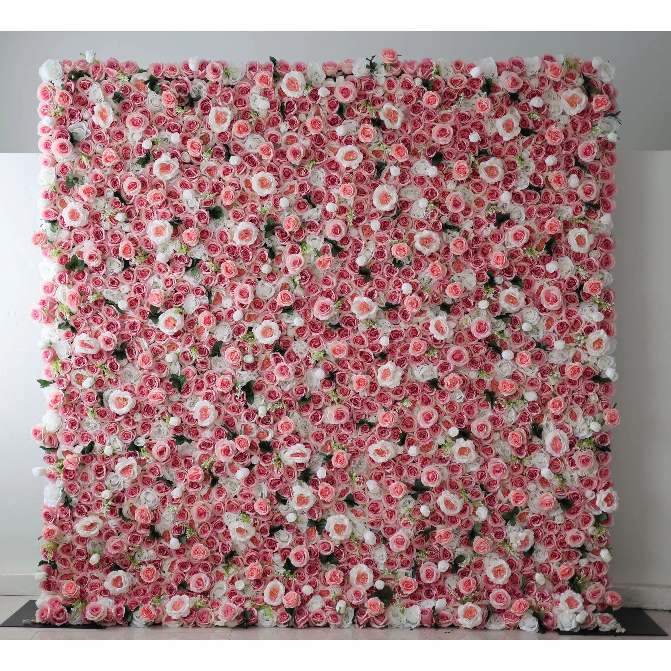 Valar Flowers présente : Le mur de fleurs intemporel en tissu artificiel – Un affichage radieux d'élégance rosée-VF-207