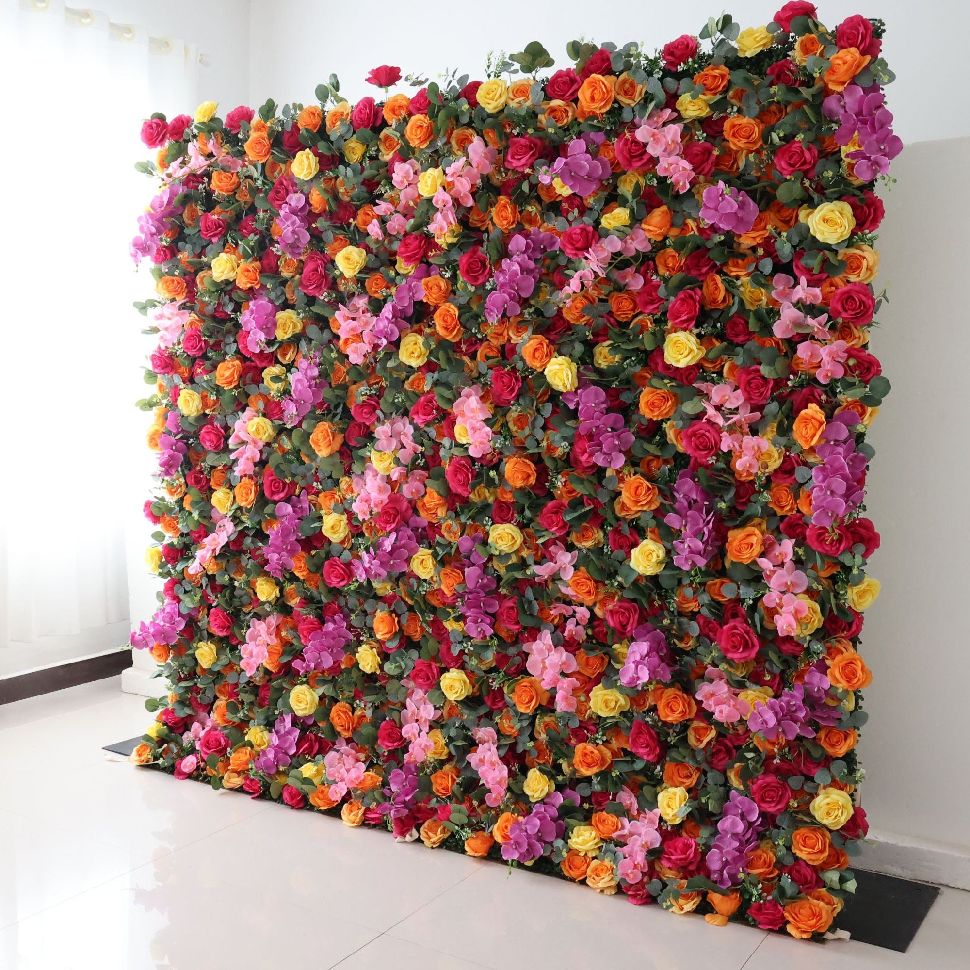 Valar Flowers Roll Up Fabric Artificial Flower Wall Wedding Backdrop, Floral Party Decor, Event Photography-VF-308