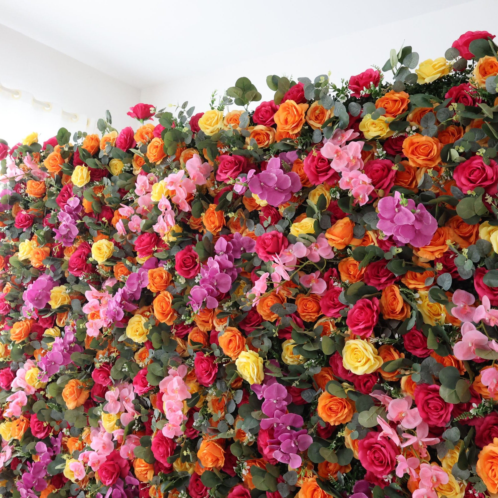 Fleurs Valar retrousser tissu fleur artificielle mur toile de fond de mariage, décor de fête florale, photographie d'événement-VF-308 