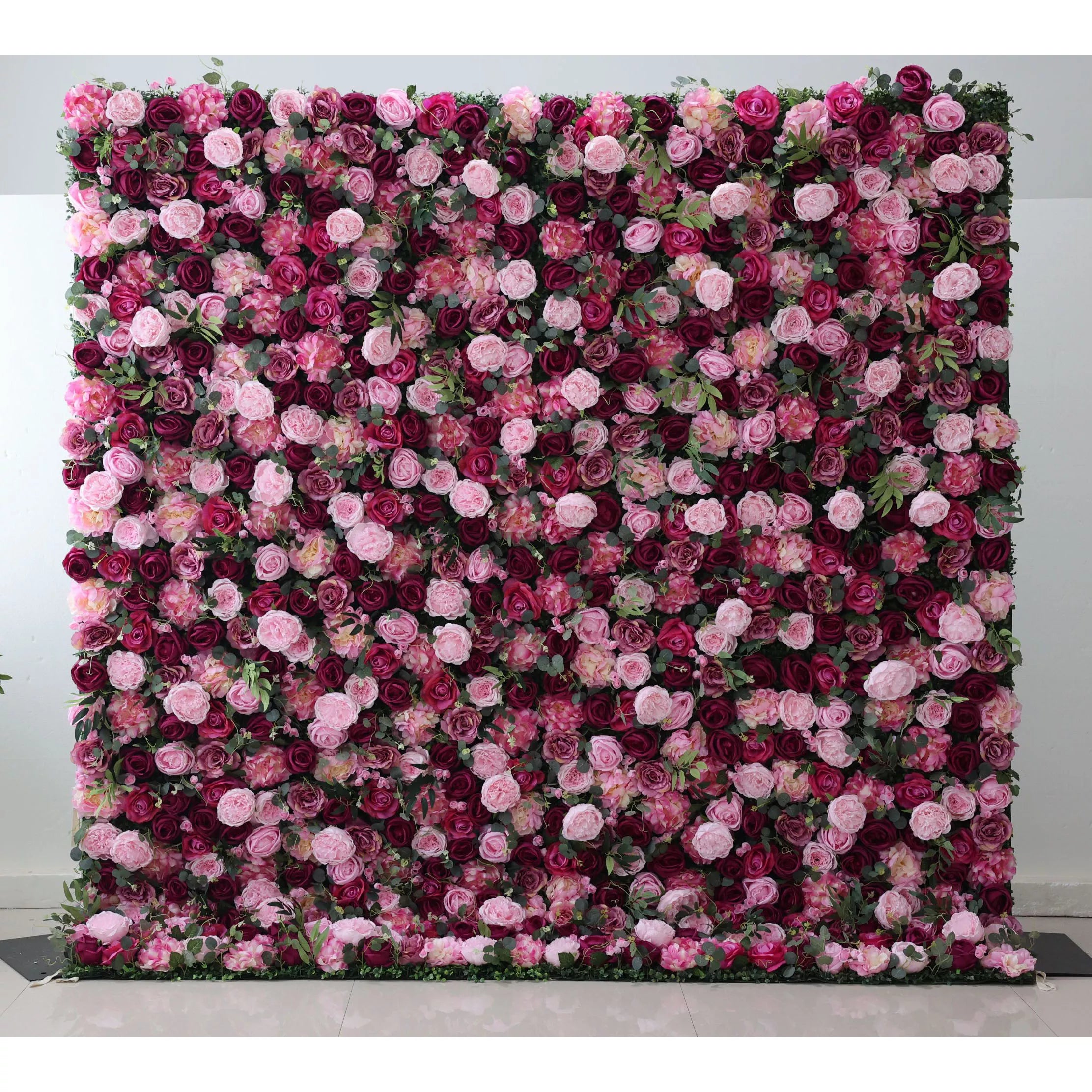 Valar Fleurs enroulables en tissu artificiel mélangé de baies de vin et de glycine violet bouquet de fleurs mur de mariage toile de fond, décoration de fête florale, photographie d'événement-VF-068 