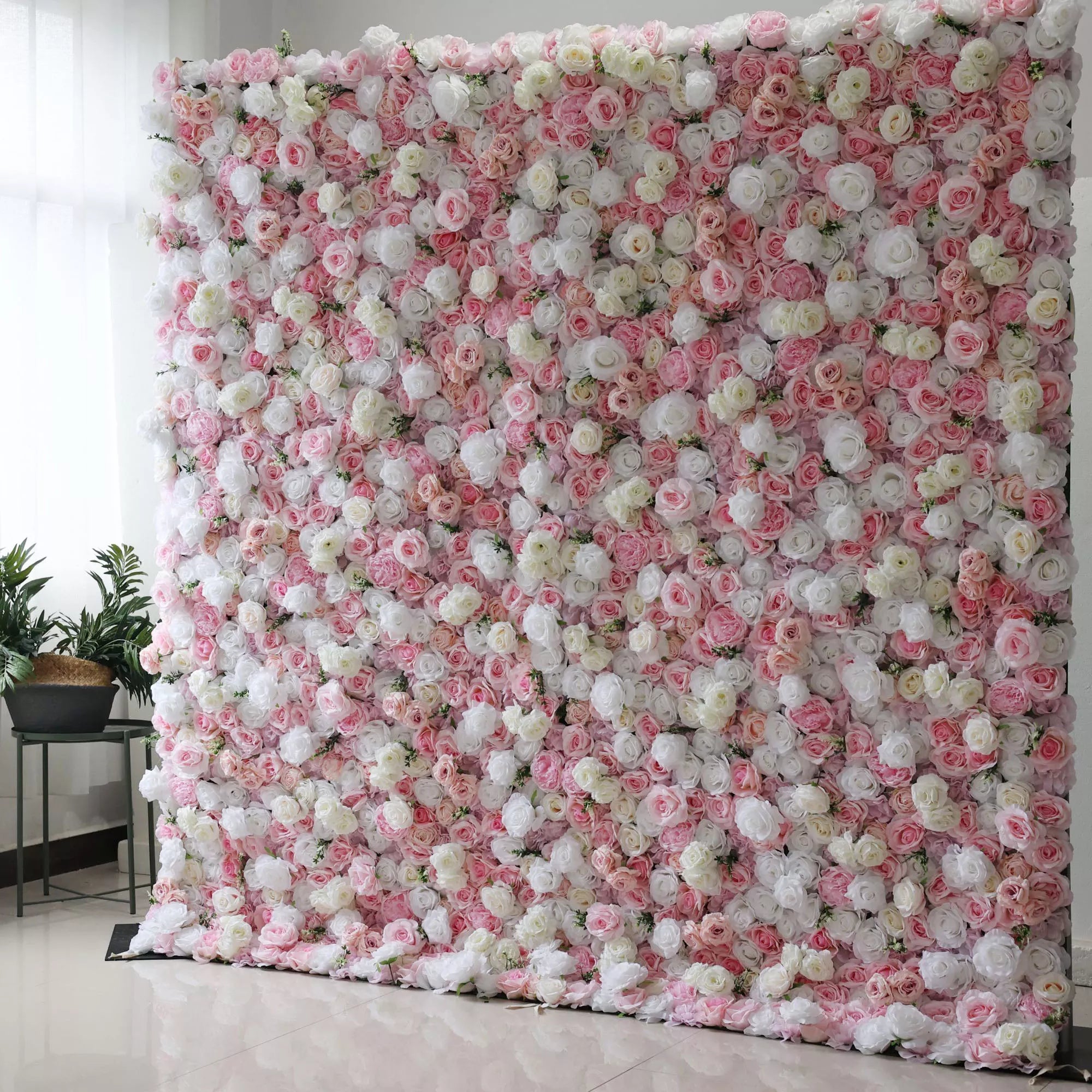 ValarFlowers Backdrop: Step into the Blush Ballet, a world of pastel roses dancing in delicate harmony. From faint whispers to deep blushes, this backdrop radiates rosy elegance for your event.