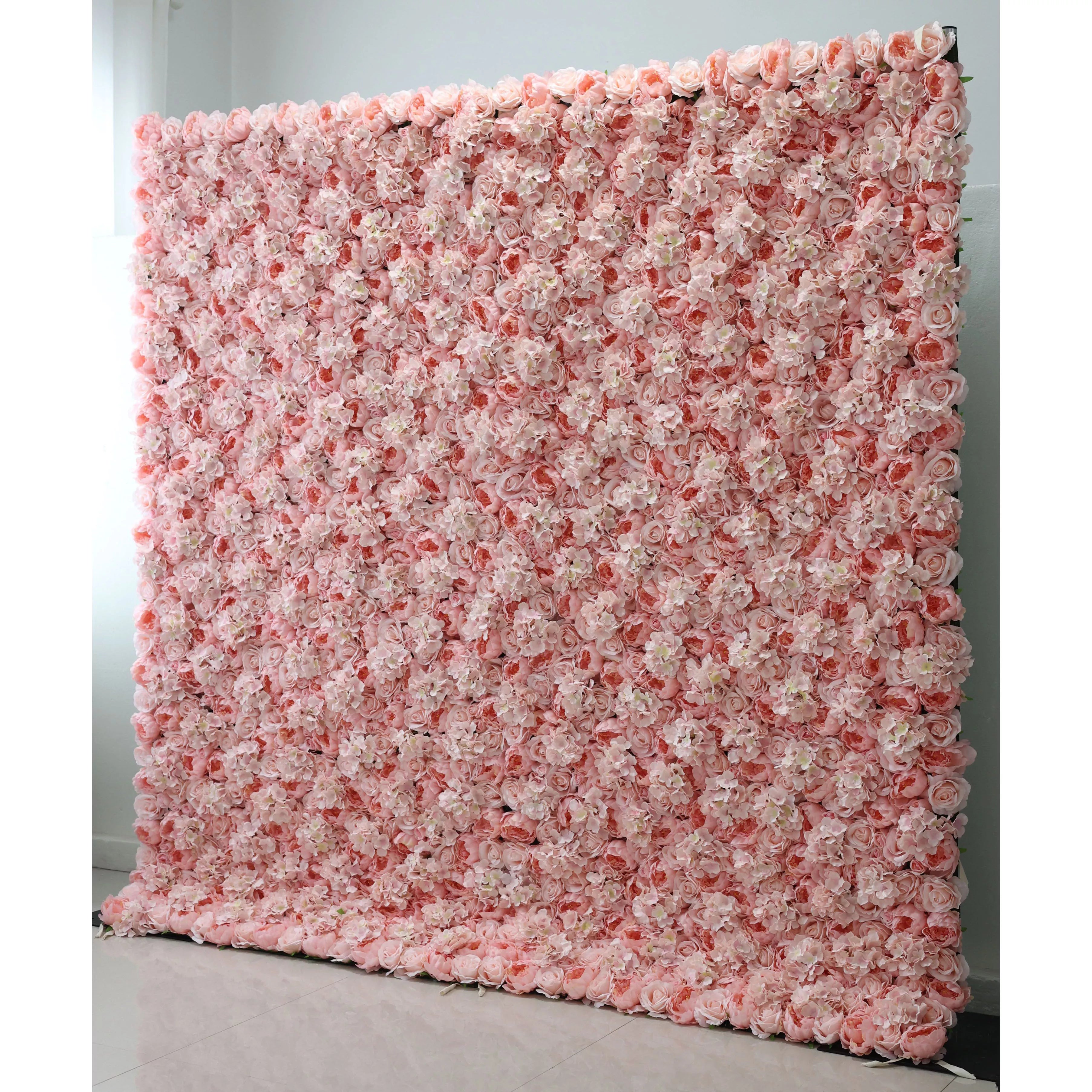 Valar Flowers artificial rose flower wall backdrop in fog and deep chestnut for wedding and event decor4