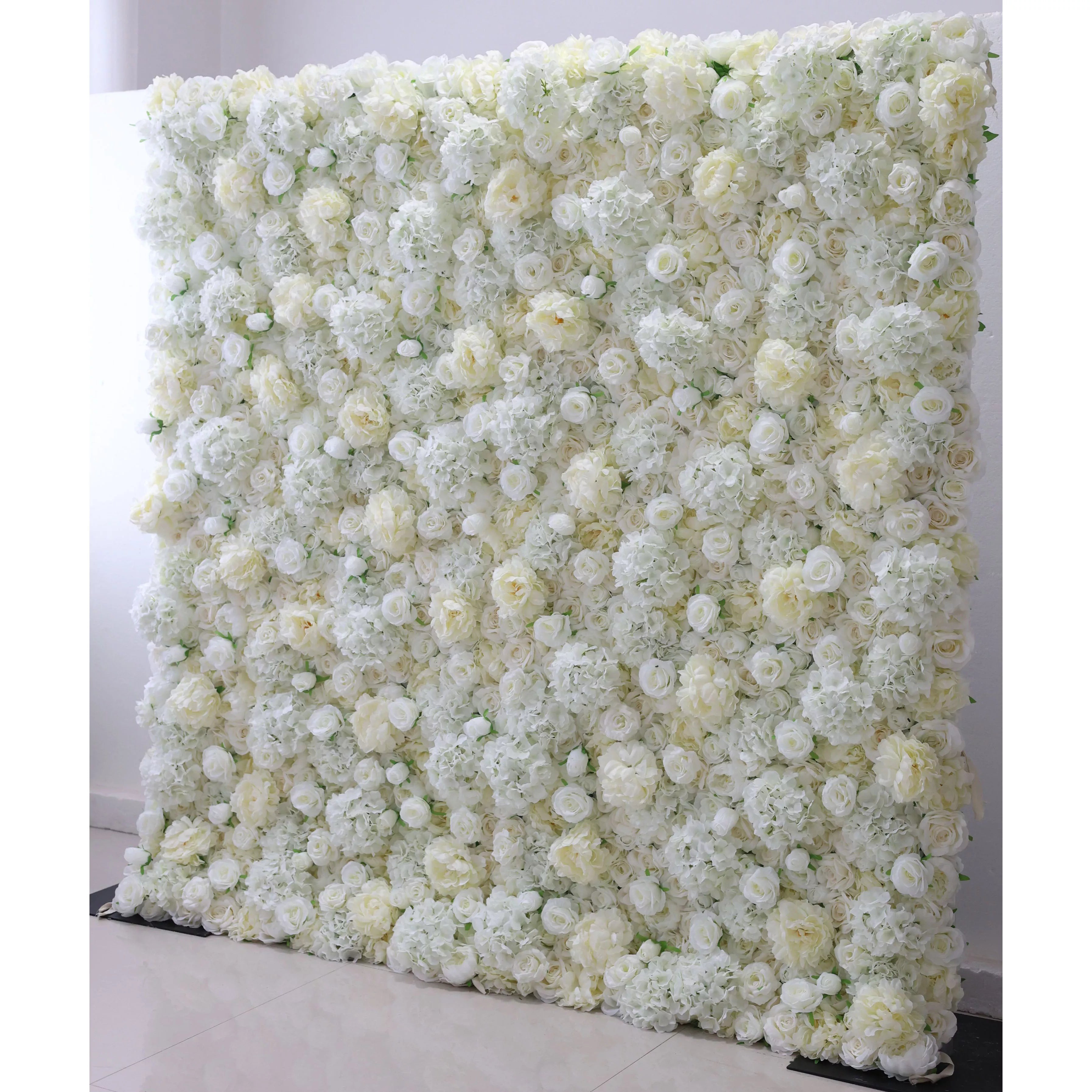Valar Flower Roll Up Fabric Artificial White Flower Wall Wedding Backdrop, Floral Party Decor, Event Photography