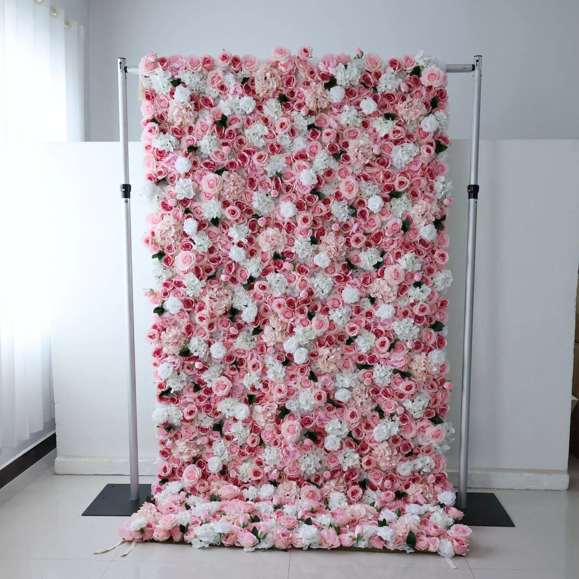 Valar Flowers Roll Up Fabric Artificial Flower Wall Wedding Backdrop, Floral Party Decor, Event Photography-VF-312