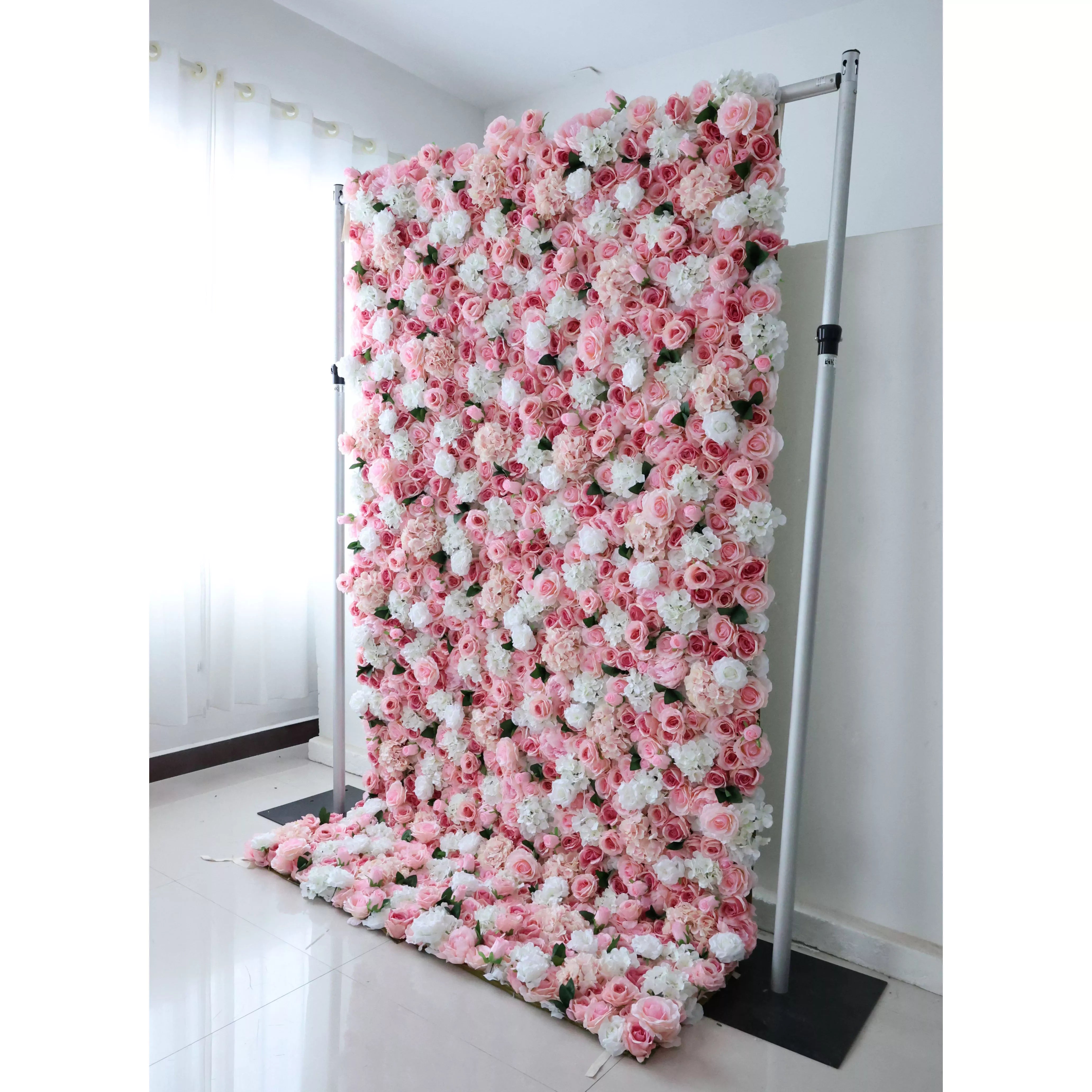 Valar Flowers Roll Up Fabric Artificial Flower Wall Wedding Backdrop, Floral Party Decor, Event Photography-VF-312