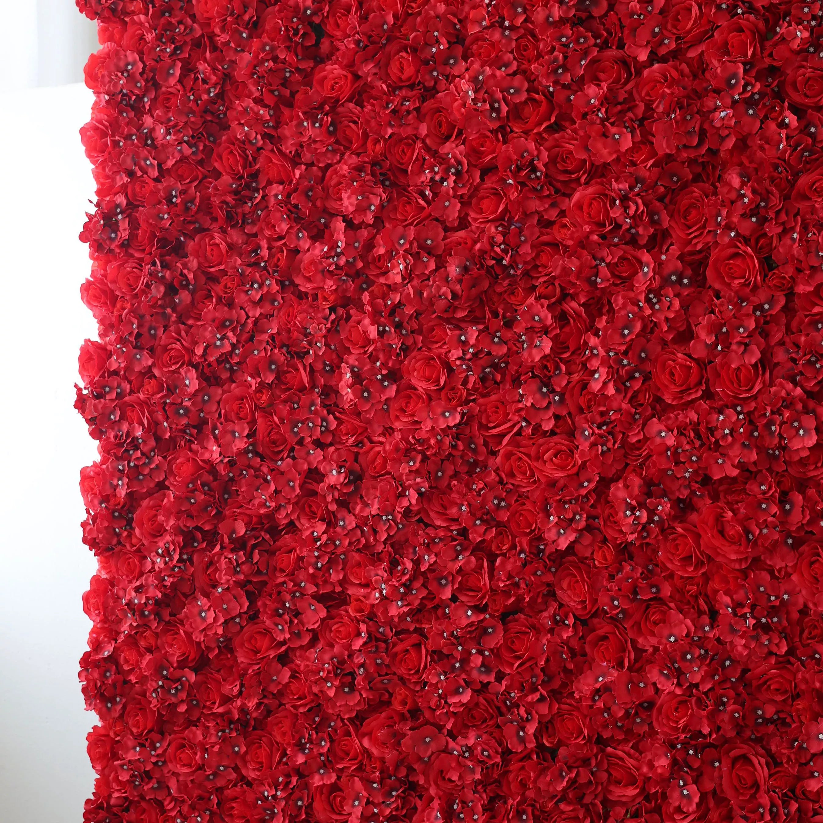 Valar Flowers Roll Up Artificial Flower Wall Backdrop in Radiant Red Rhapsody for Passionate Gatherings and Intimate Affairs - VF-2324