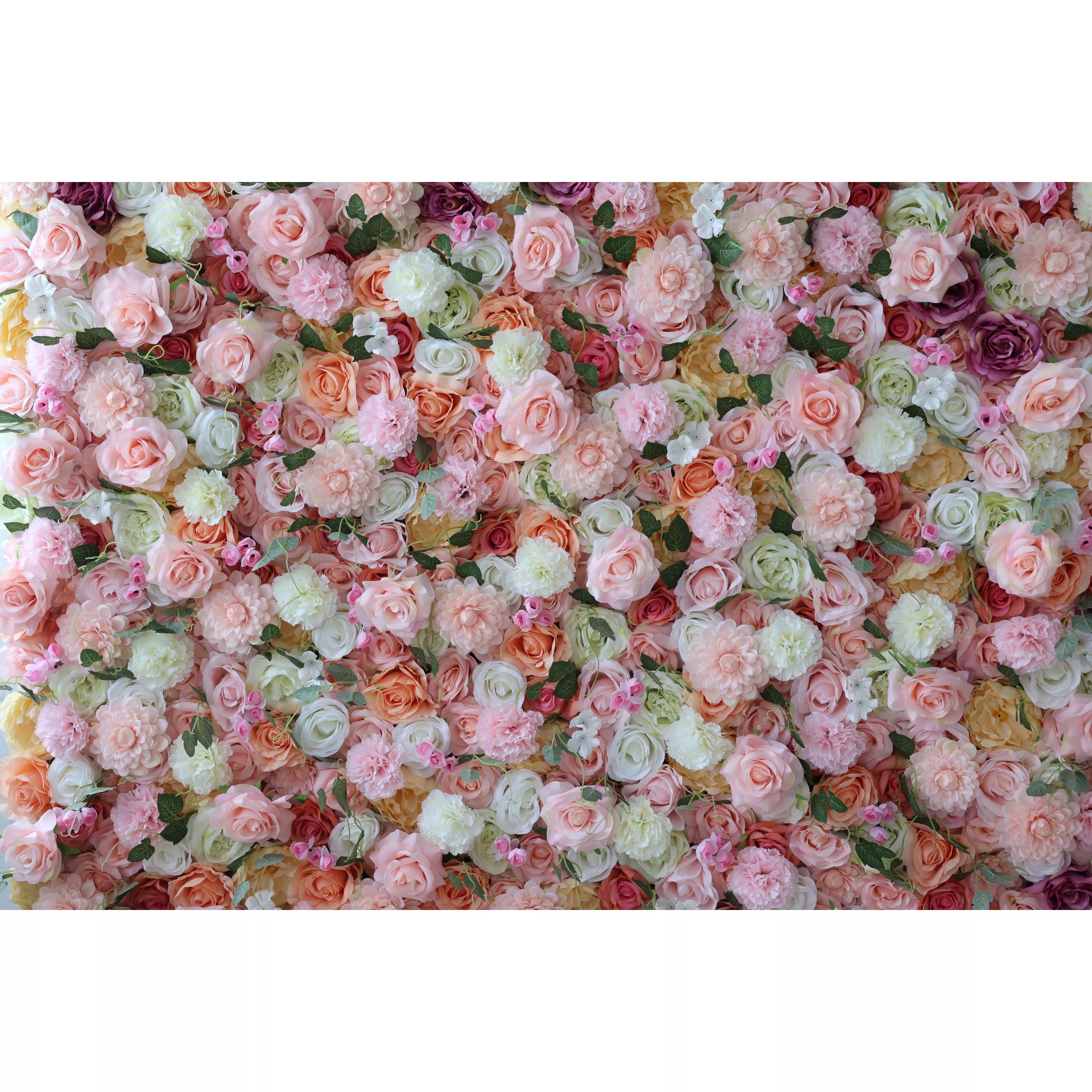 Valar Flowers Roll Up Artificial Flower Wall Backdrop Garden of Dreams: Pastel Rose Symphony - From Radiant Celebrations to Zen Retreats-VF-228