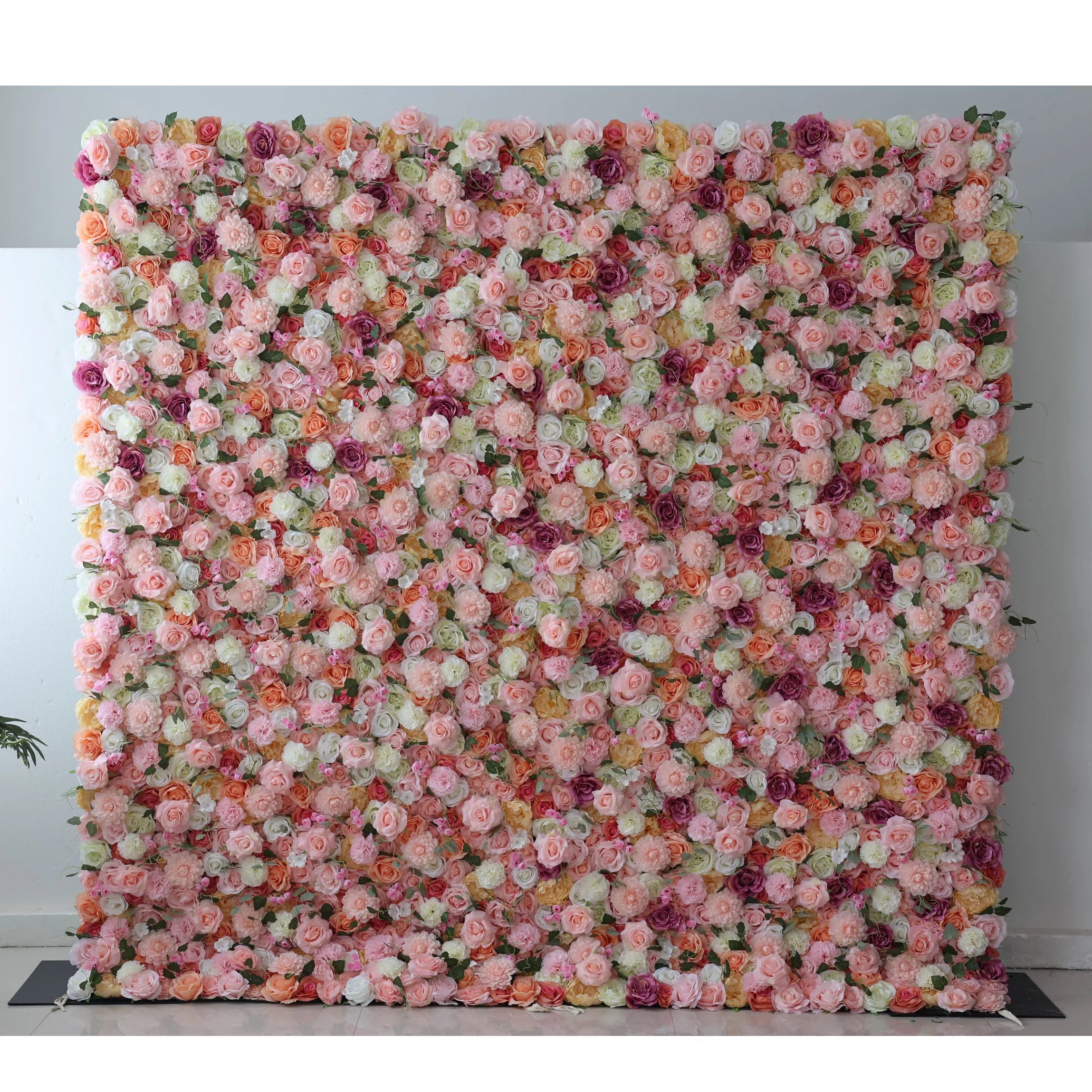 Valar Flowers Roll Up Artificial Flower Wall Backdrop: Pastel Rose Symphony - From Radiant Celebrations to Zen Retreats.