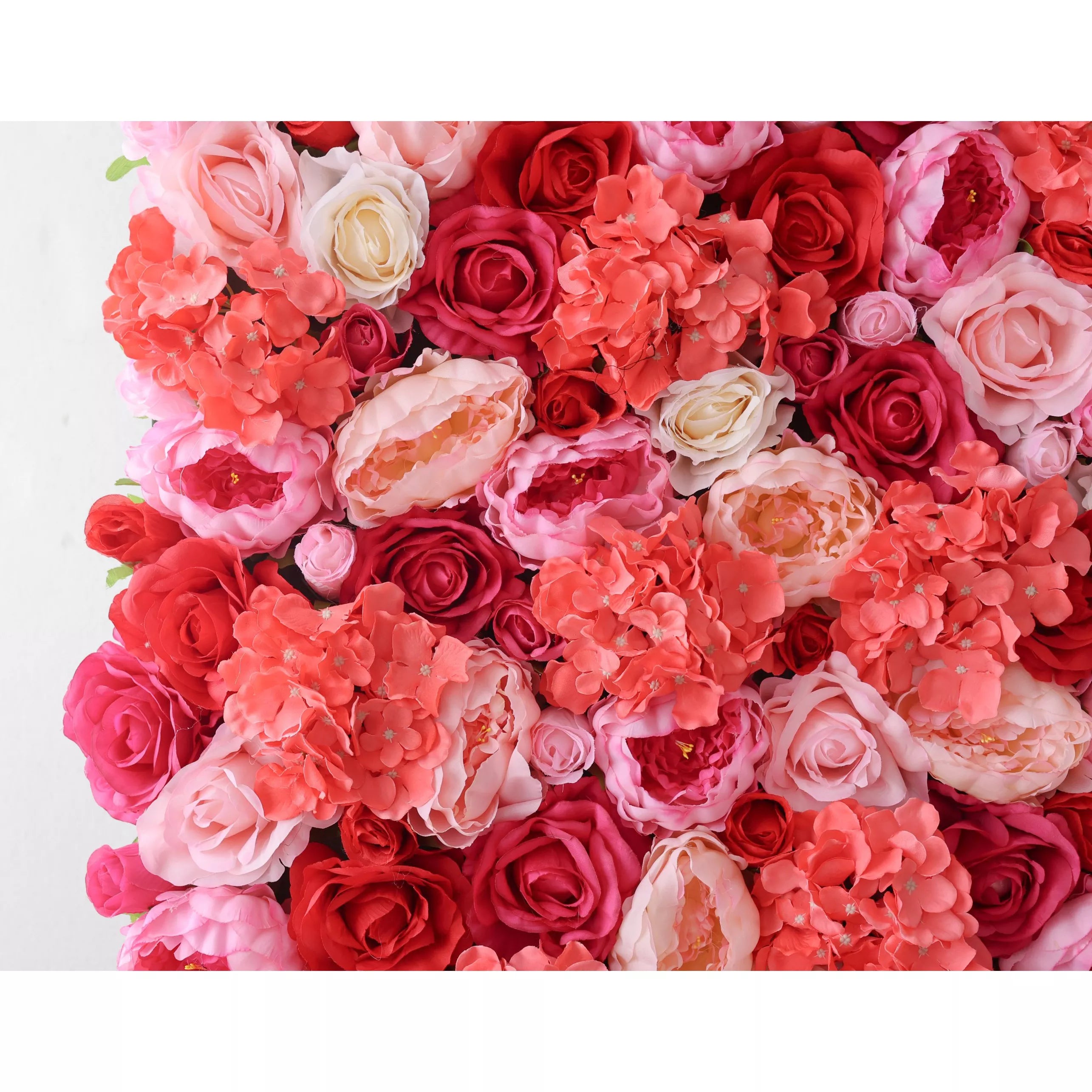 Valar Flowers Showcases : Crimson Cascade – Une symphonie vibrante de roses en tissu rouge riche et rose subtil – La toile florale par excellence pour les grandes cérémonies, les événements romantiques et la décoration intérieure de luxe-VF-220