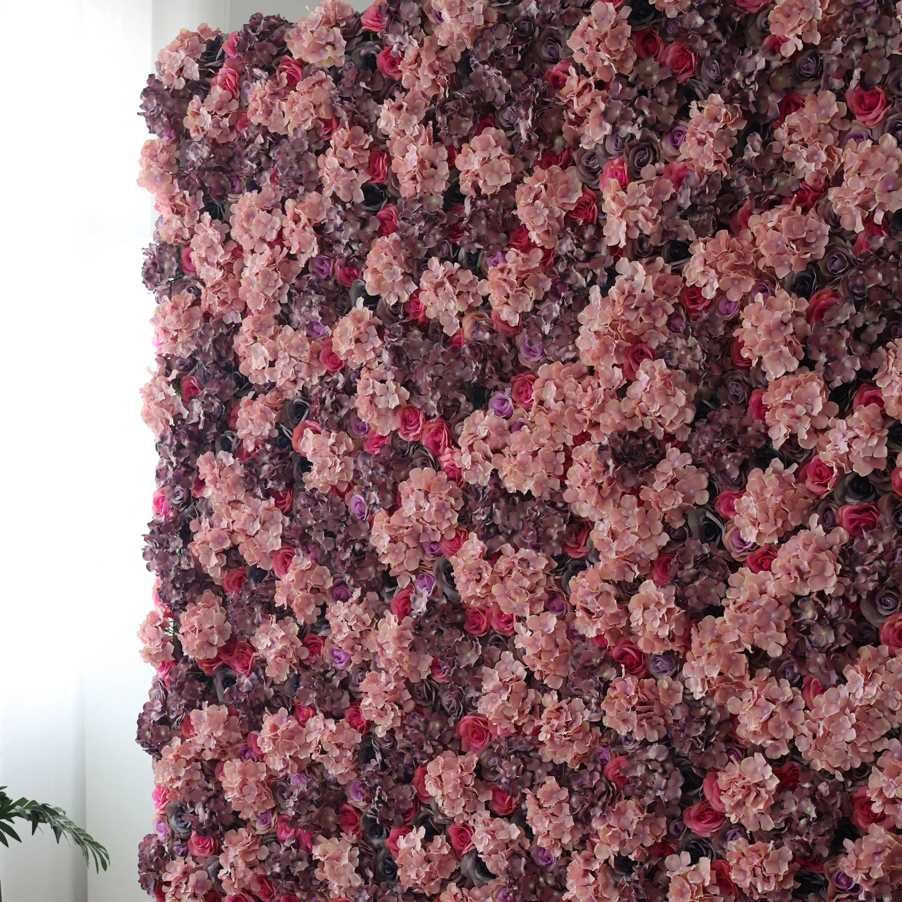 Valar Flowers Roll Up Artificial Flower Wall Backdrop: Rose Blush Ensemble - From Romantic Events to Tranquil Corners-VF-230