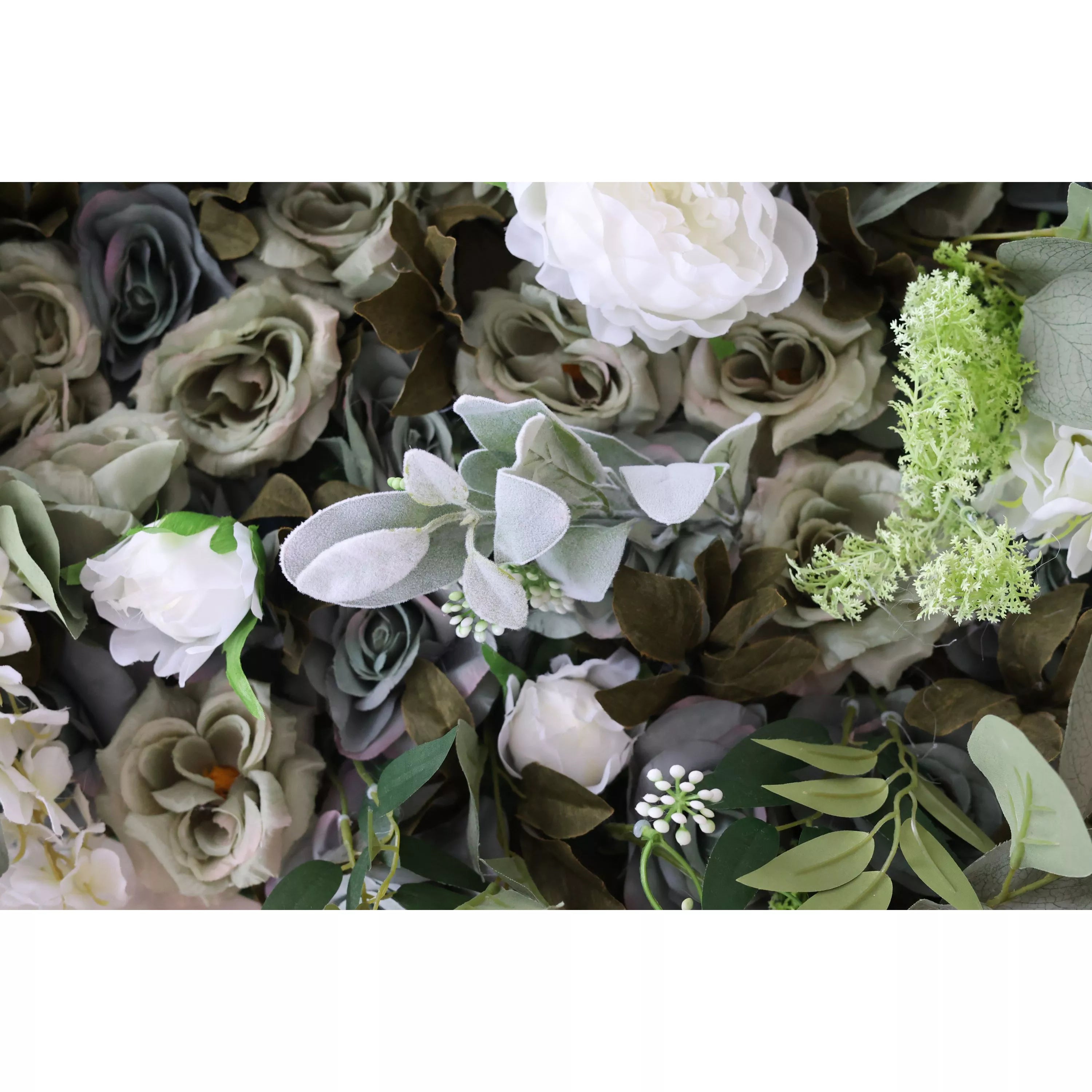 Valar Flowers Introduces: Verdant Elysium – A Lush Blend of Green Foliage & Cascading White Blossoms – The Quintessential Nature-Inspired Wall for Garden Parties, Eco-Themed Events & Green Interiors-VF-222-2