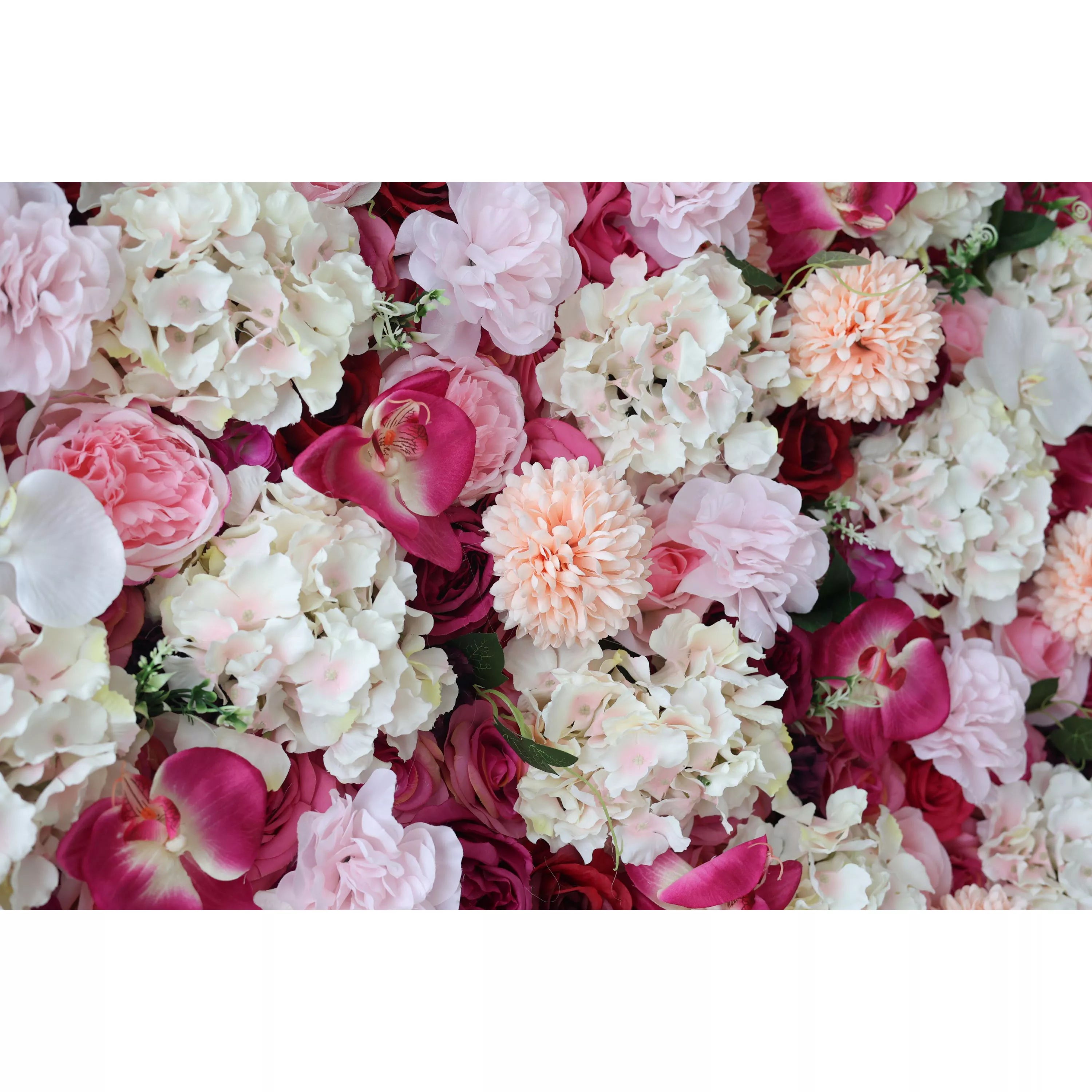 Valar Flowers Roll Up Artificial Flower Wall Backdrop: Roseate Radiance - A Tapestry of Tenderness and Timeless Elegance-VF-233