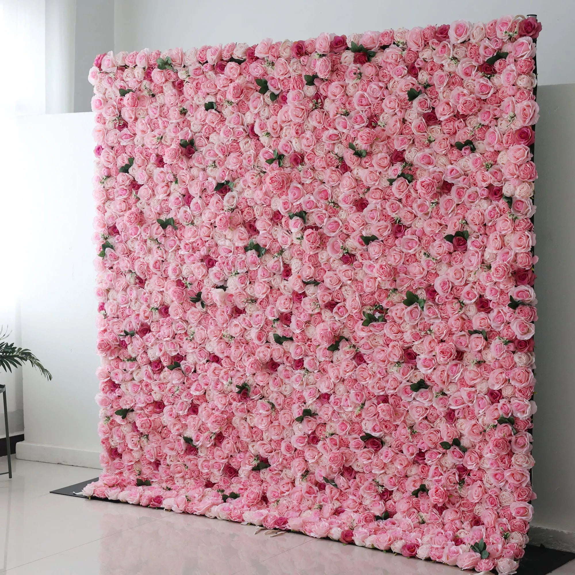 Valar Flowers Roll Up Backdrop: Step into a pink paradise with our Blushing Blooms. A luscious landscape of roses for those moments that demand pure passion and delicate beauty. Experience Valar's petal poetry.