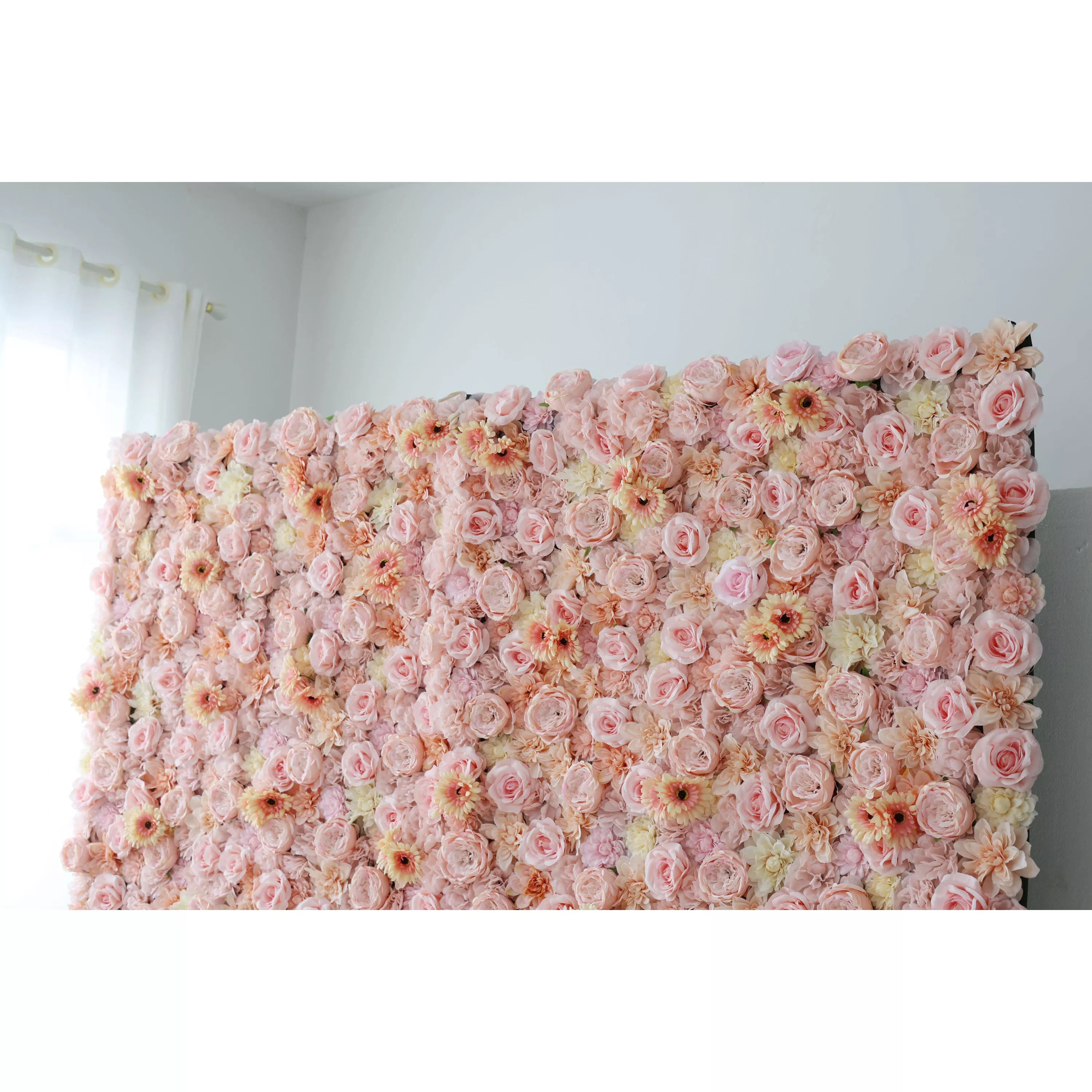 Valar Flowers Roll Up Artificial Flower Wall Backdrop: Pastel Perfection - A Whimsical Wonderland of Soft Hues and Gentle Beauty-VF-238