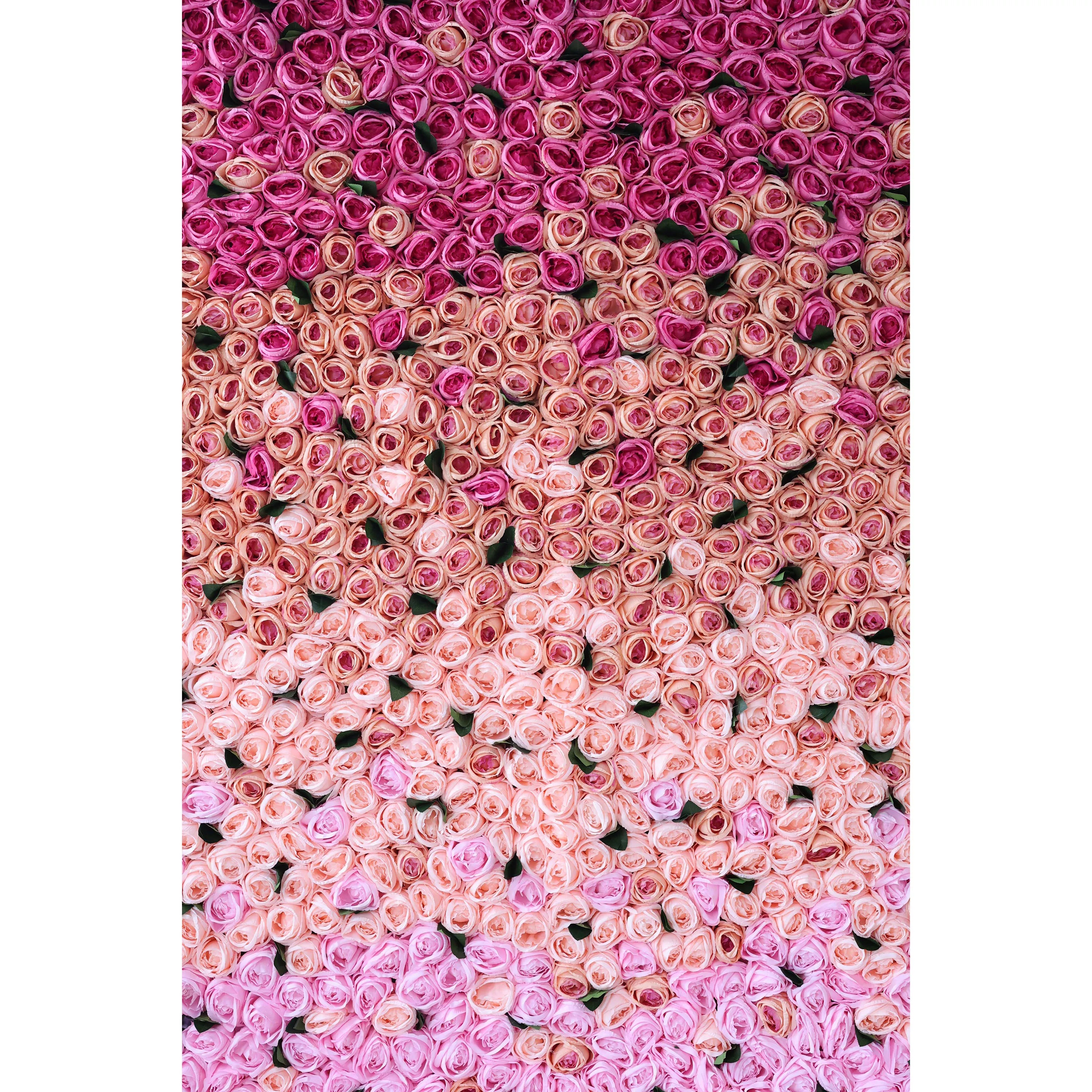 Valar Flowers Roll Up Artificial Flower Wall Backdrop: Radiant Rose Gradient - A Passionate Palette from Vivid to Delicate-VF-239