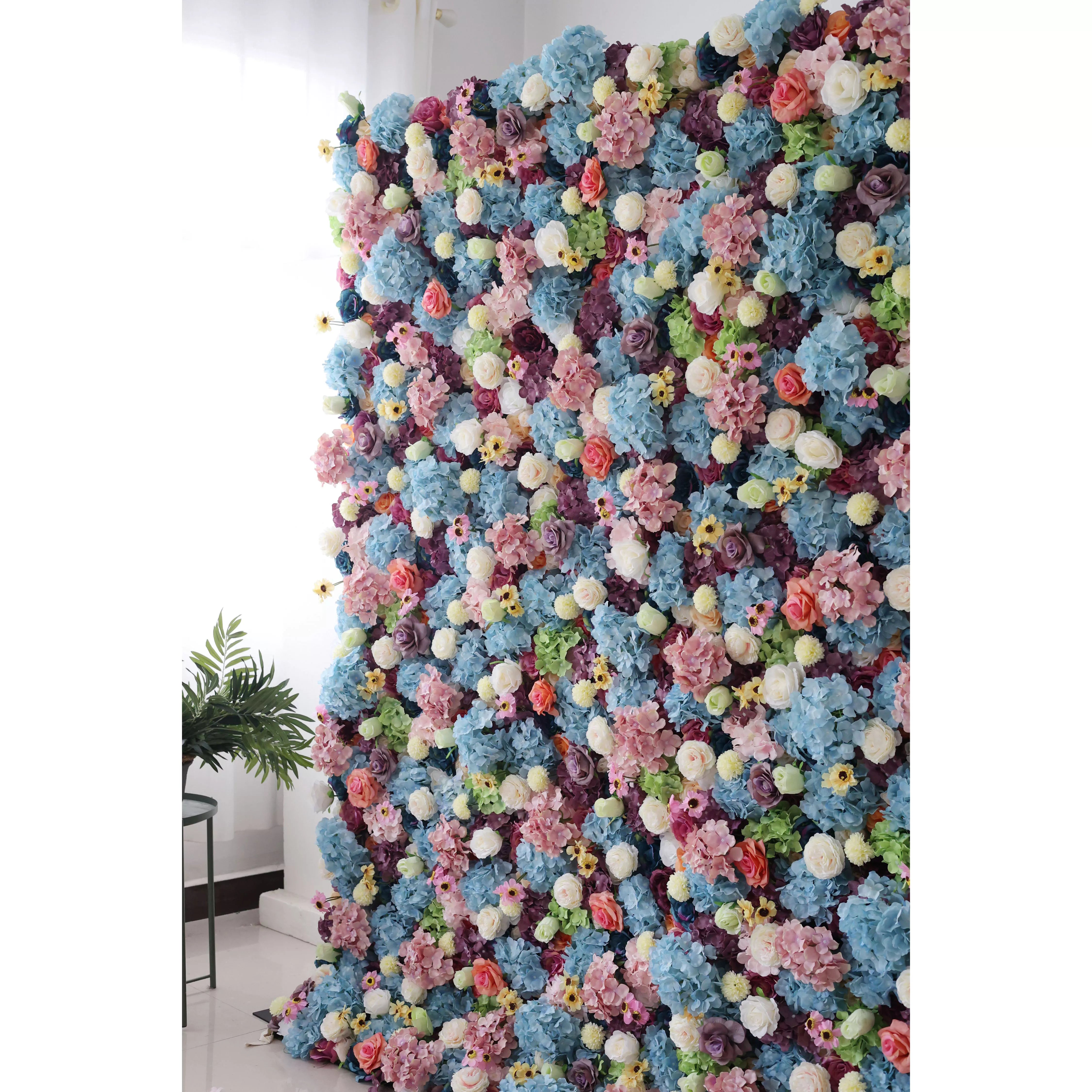 ValarFlowers Artificial Floral Wall Backdrop: Pastel Dreams - A Mesmeric Mélange of Soft Hues-VF-242