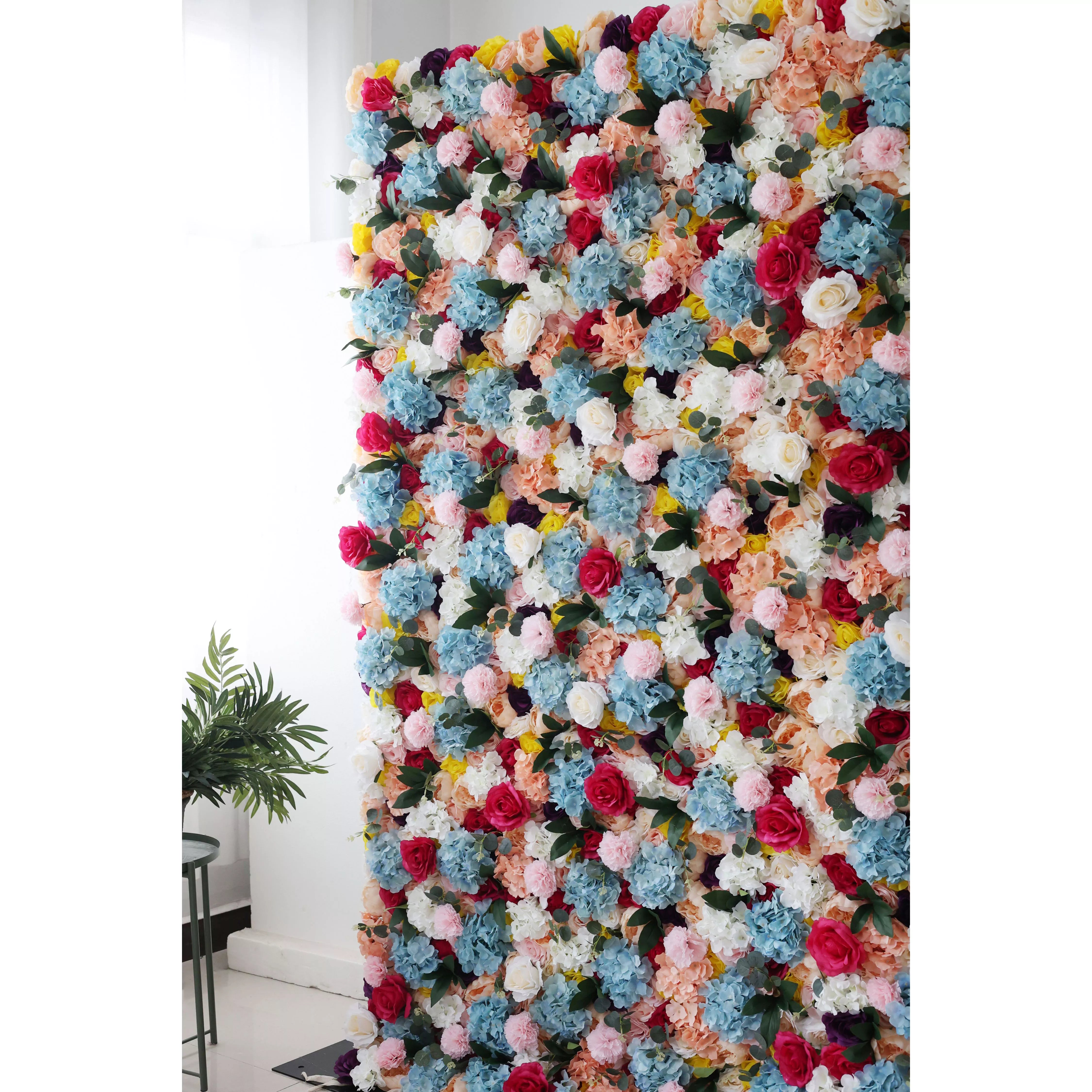 ValarFlower Artificial Floral Wall Backdrop: Blooming Spectrum - A Vibrant Symphony of Colors-VF-243