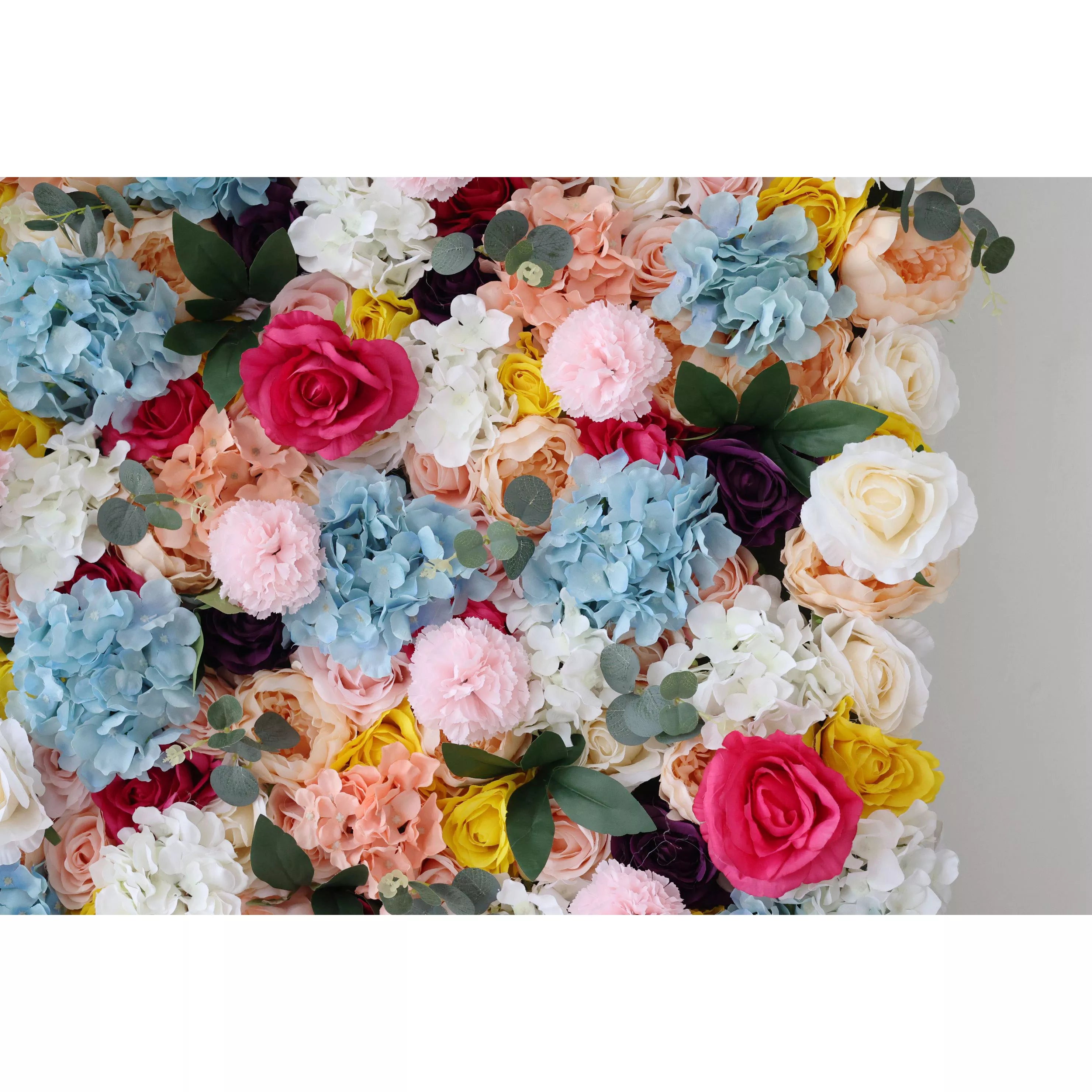 ValarFlower Artificial Floral Wall Backdrop: Blooming Spectrum - A Vibrant Symphony of Colors-VF-243