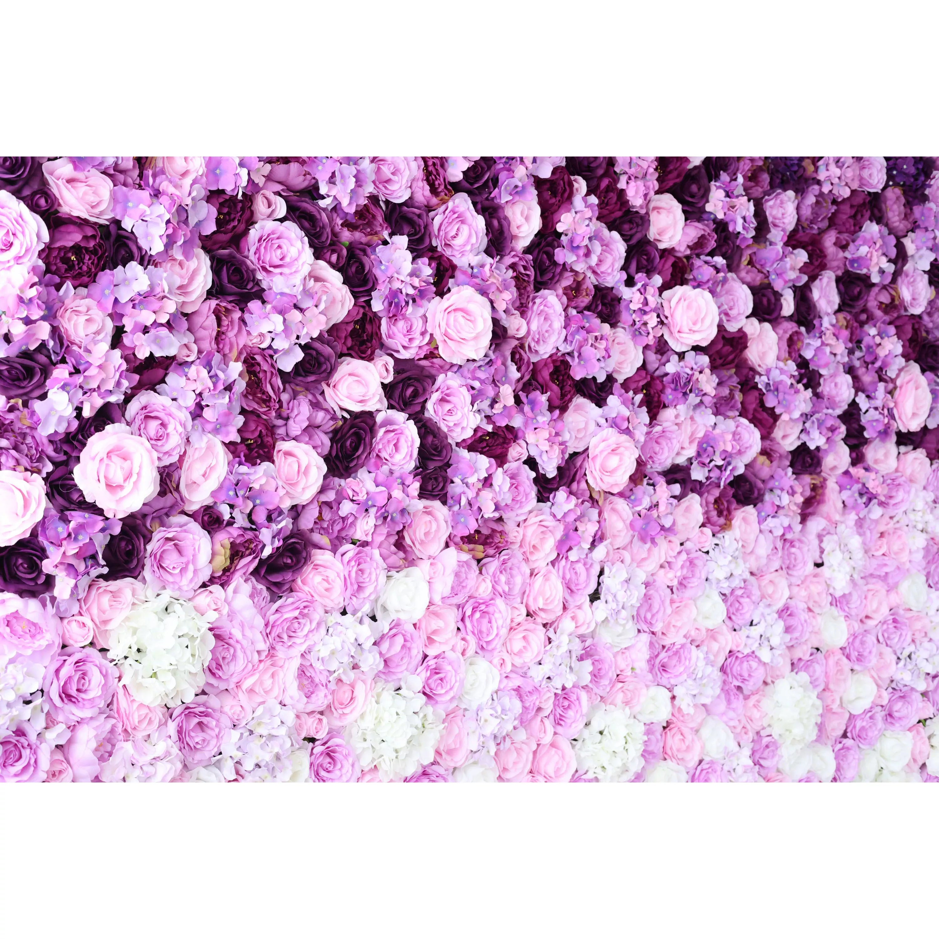 ValarFlowers Artificial Floral Wall Backdrop: Purple Passion - A Symphony of Lavender and Rose-VF-254