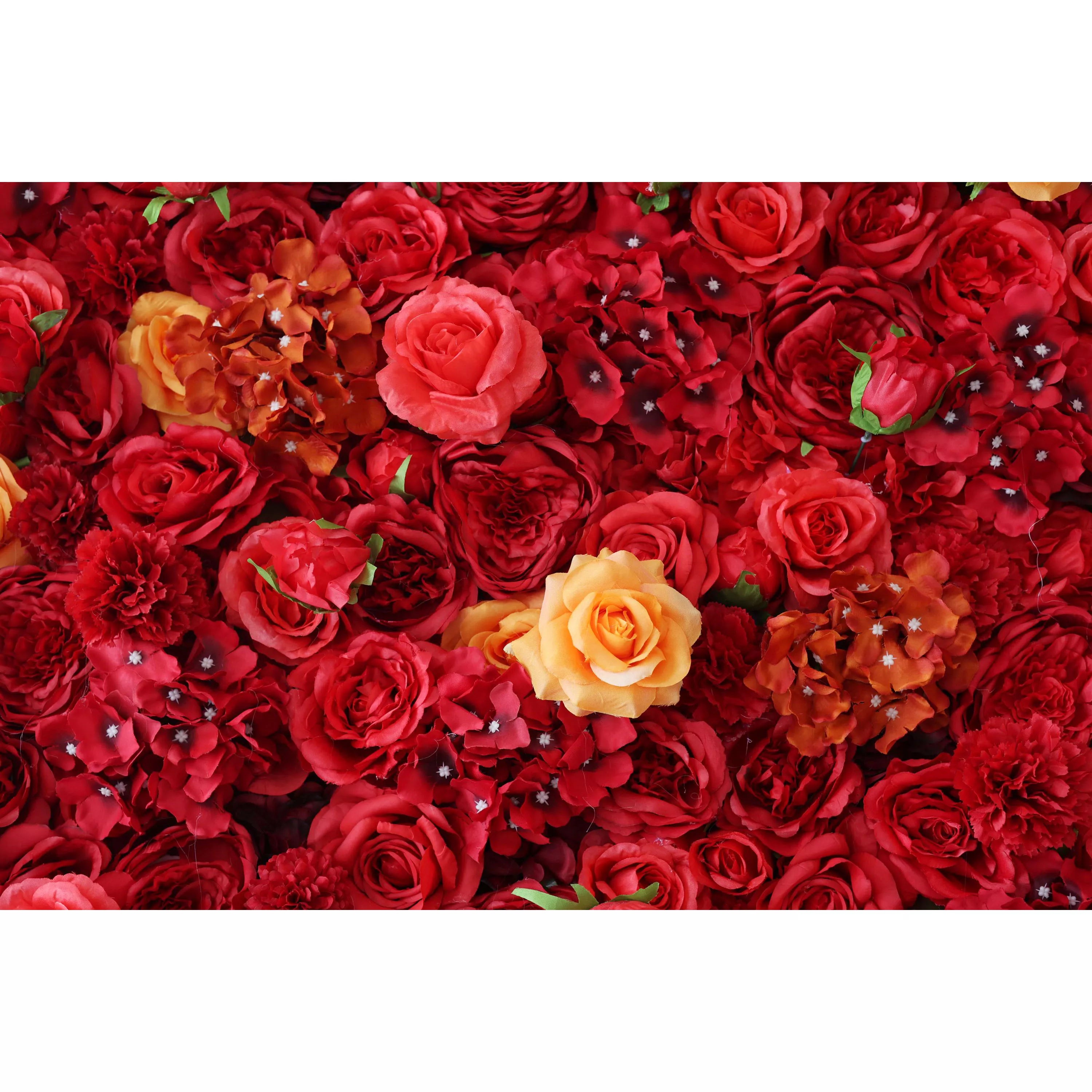 ValarFlowers Artificial Floral Wall Backdrop: Radiant Red Resplendence - The Passionate Pinnacle of Floral Elegance-VF-245