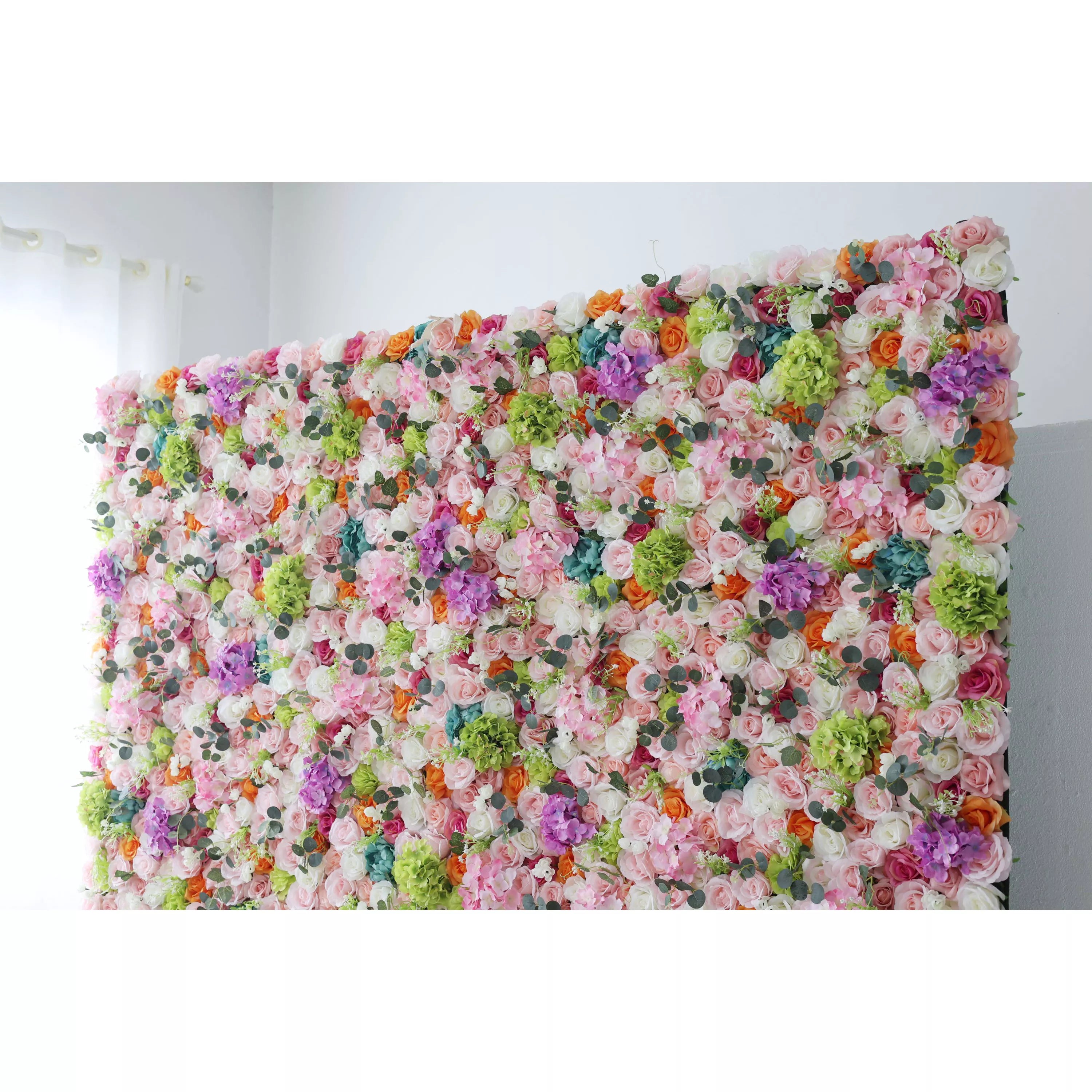 ValarFlowers Artificial Floral Wall Backdrop: Whimsical Garden Euphoria - A Dazzling Dance of Delightful Hues-VF-248