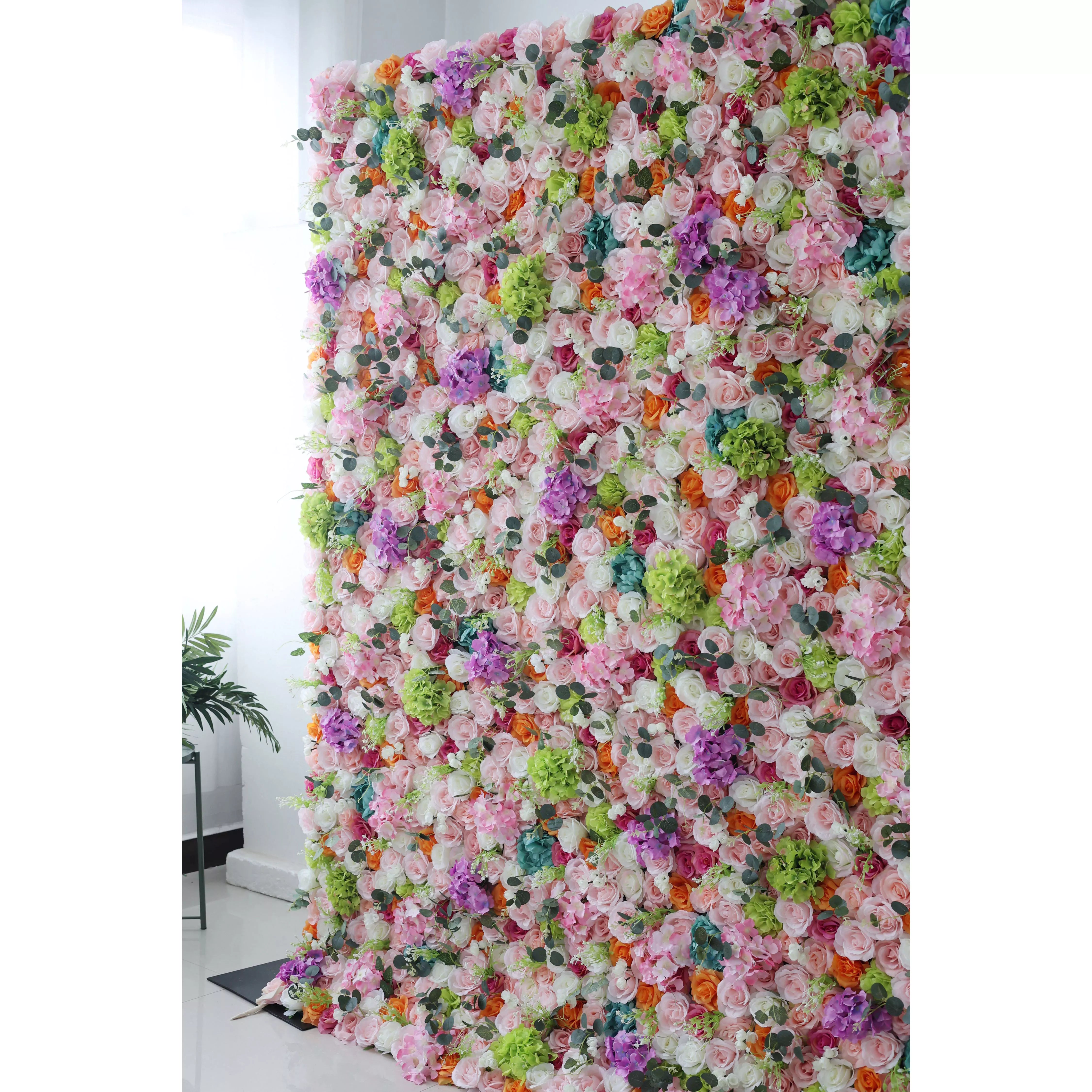 ValarFlower Artificial Floral Wall Backdrop: Enchanted Garden Gala - A Dazzling Dance of Delicate Hues and Vibrant Blooms.-VF-248