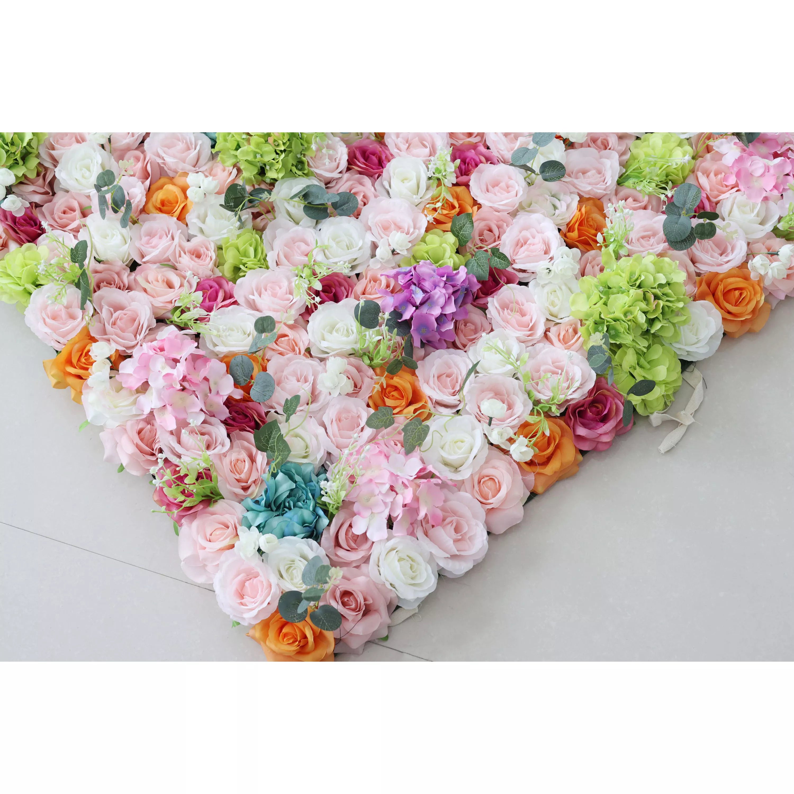 ValarFlower Toile de fond murale florale artificielle : Gala du jardin enchanté – Une danse éblouissante de teintes délicates et de fleurs vibrantes.-VF-248