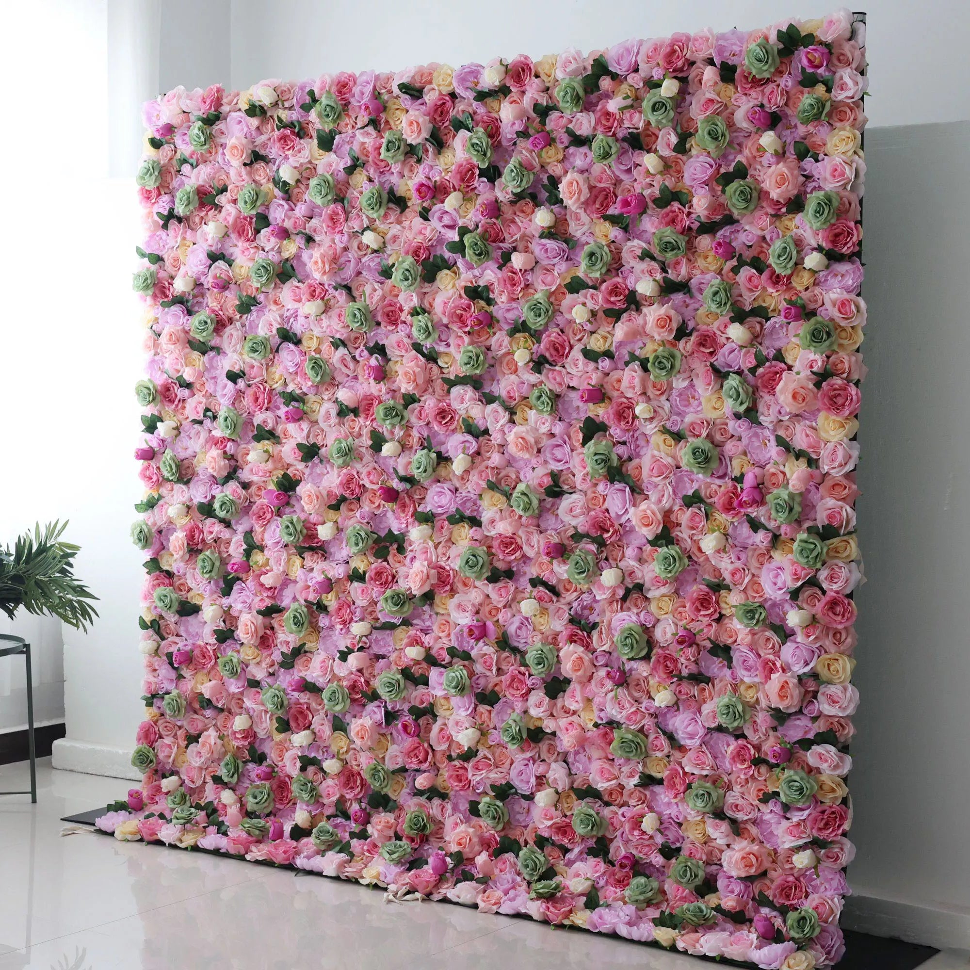Valar Flowers fabric roll up artificial flower wall for wedding backdrop0