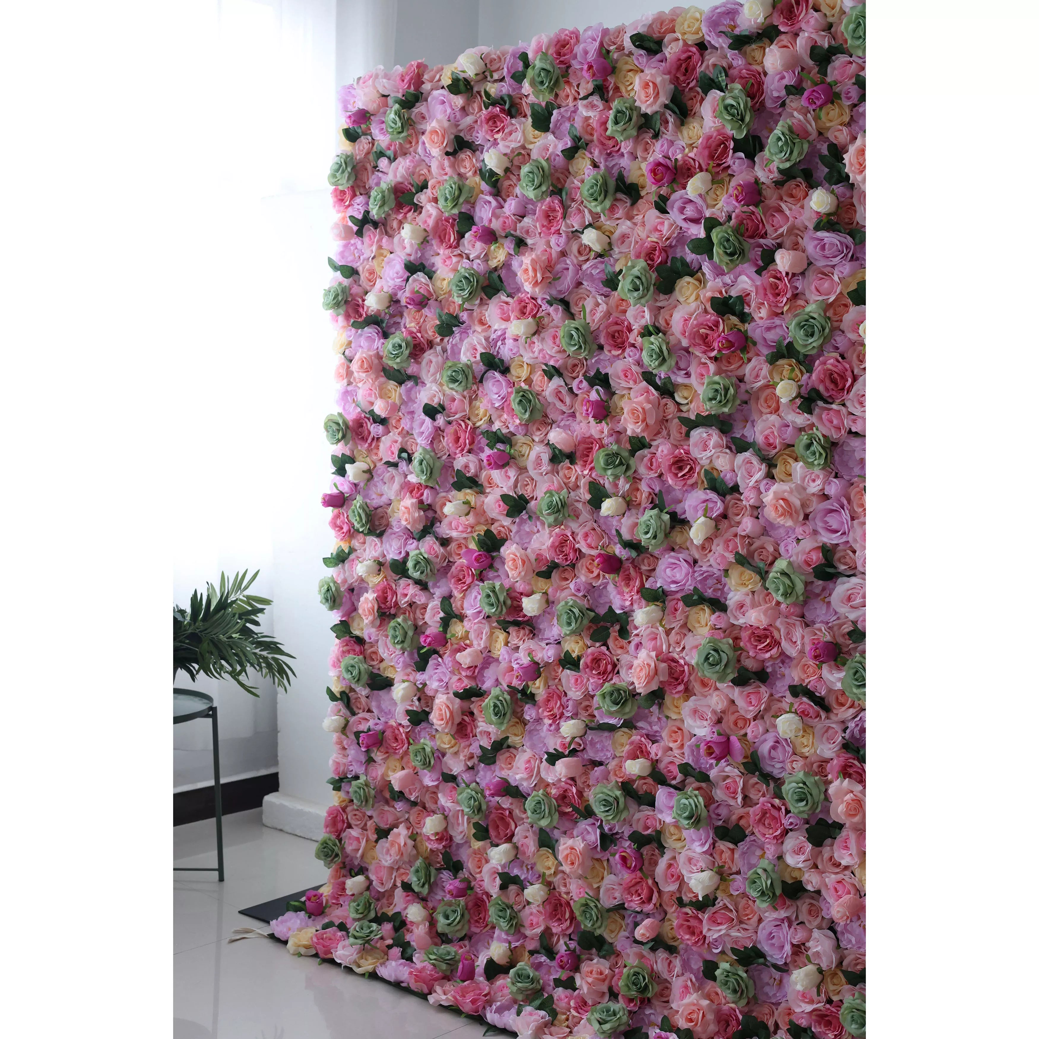 Valar Flowers fabric roll up artificial flower wall for wedding backdrop2