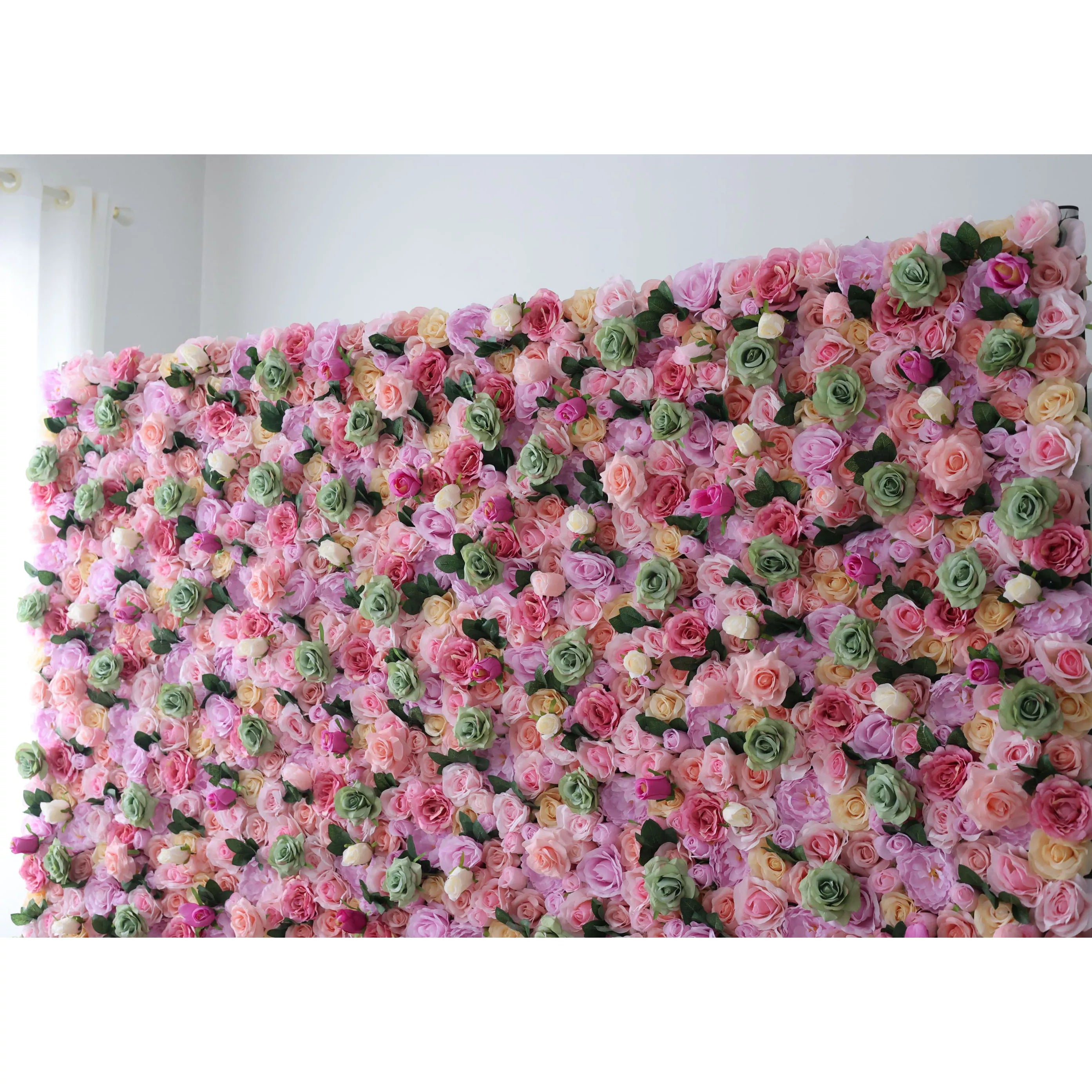 Valar Flowers fabric roll up artificial flower wall for wedding backdrop3