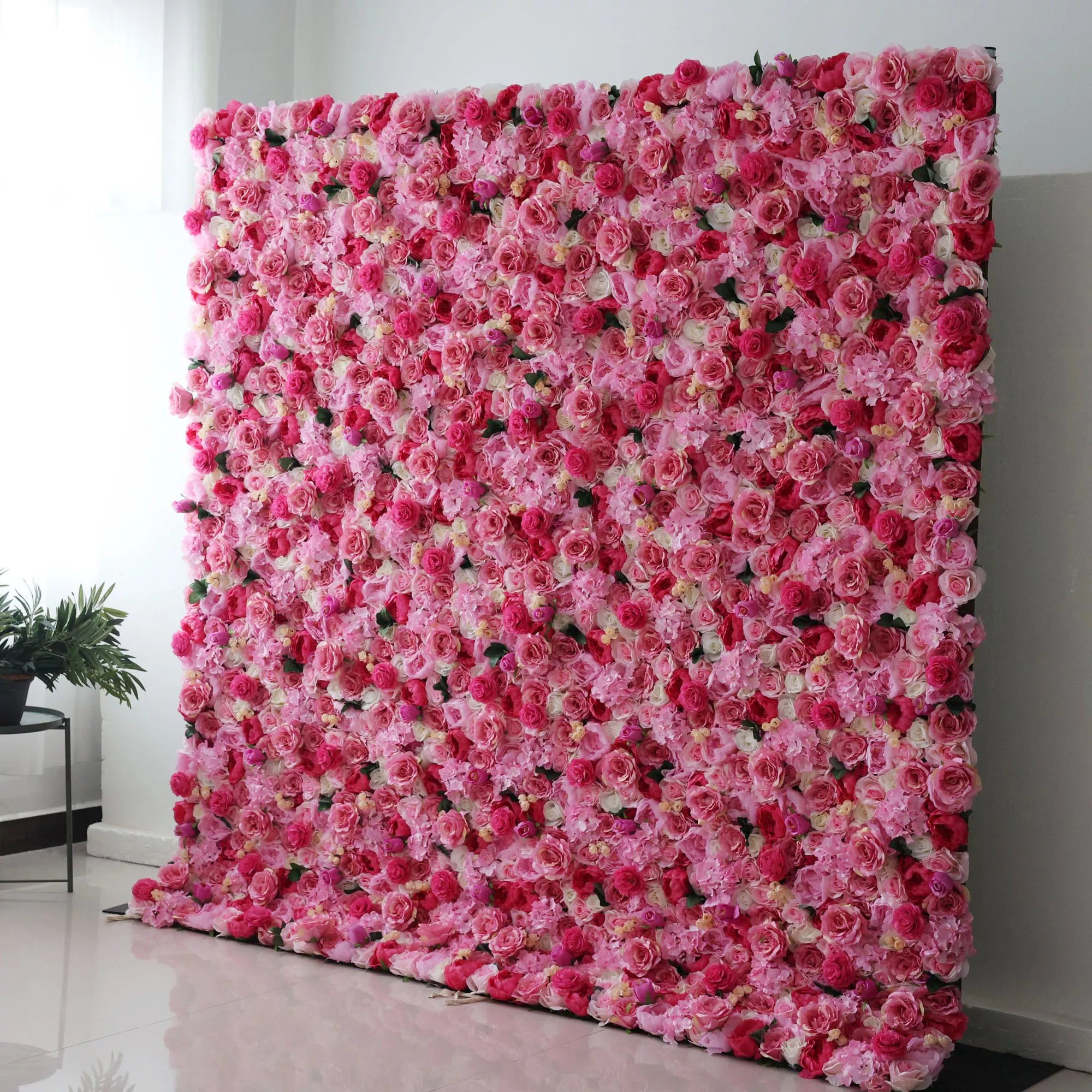 Valar Flowers Roll Up Fabric Artificial Flower Wall Wedding Backdrop, Floral Party Decor, Event Photography-VF-031