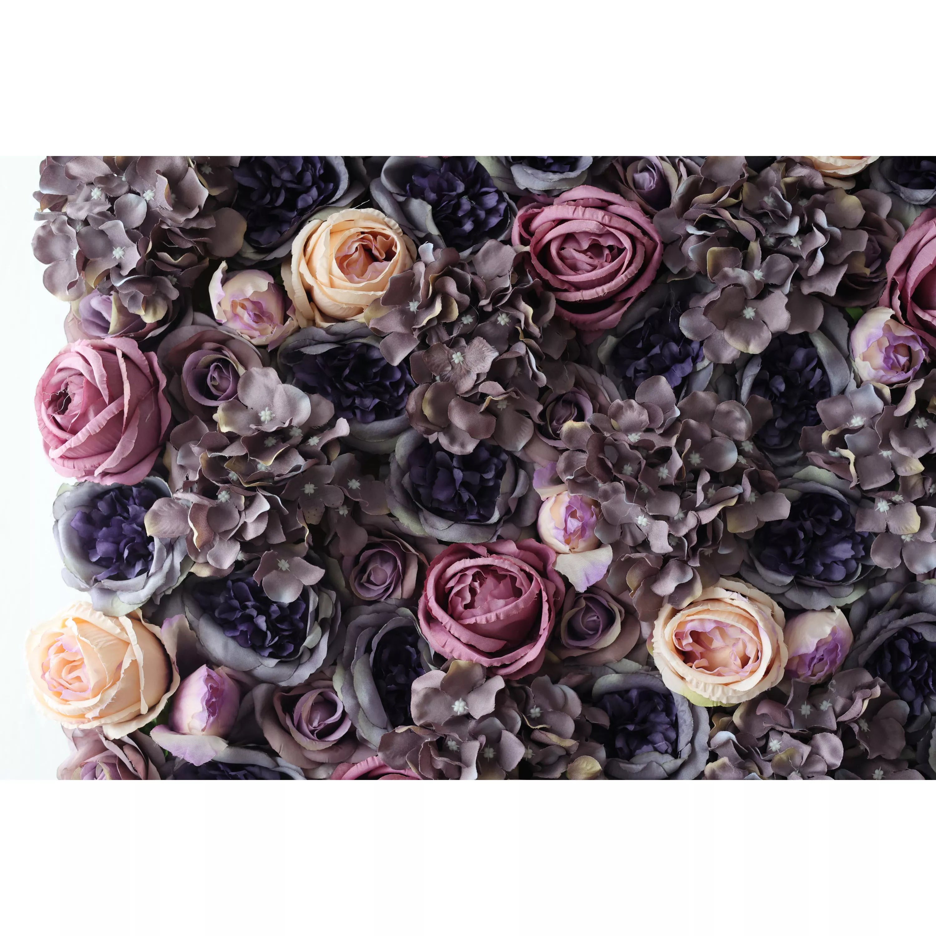 ValarFlowers Artificial Floral Wall Backdrop: Regal Roses Reverie - A Luxurious Labyrinth of Lavender and Lilac Tones-VF-247