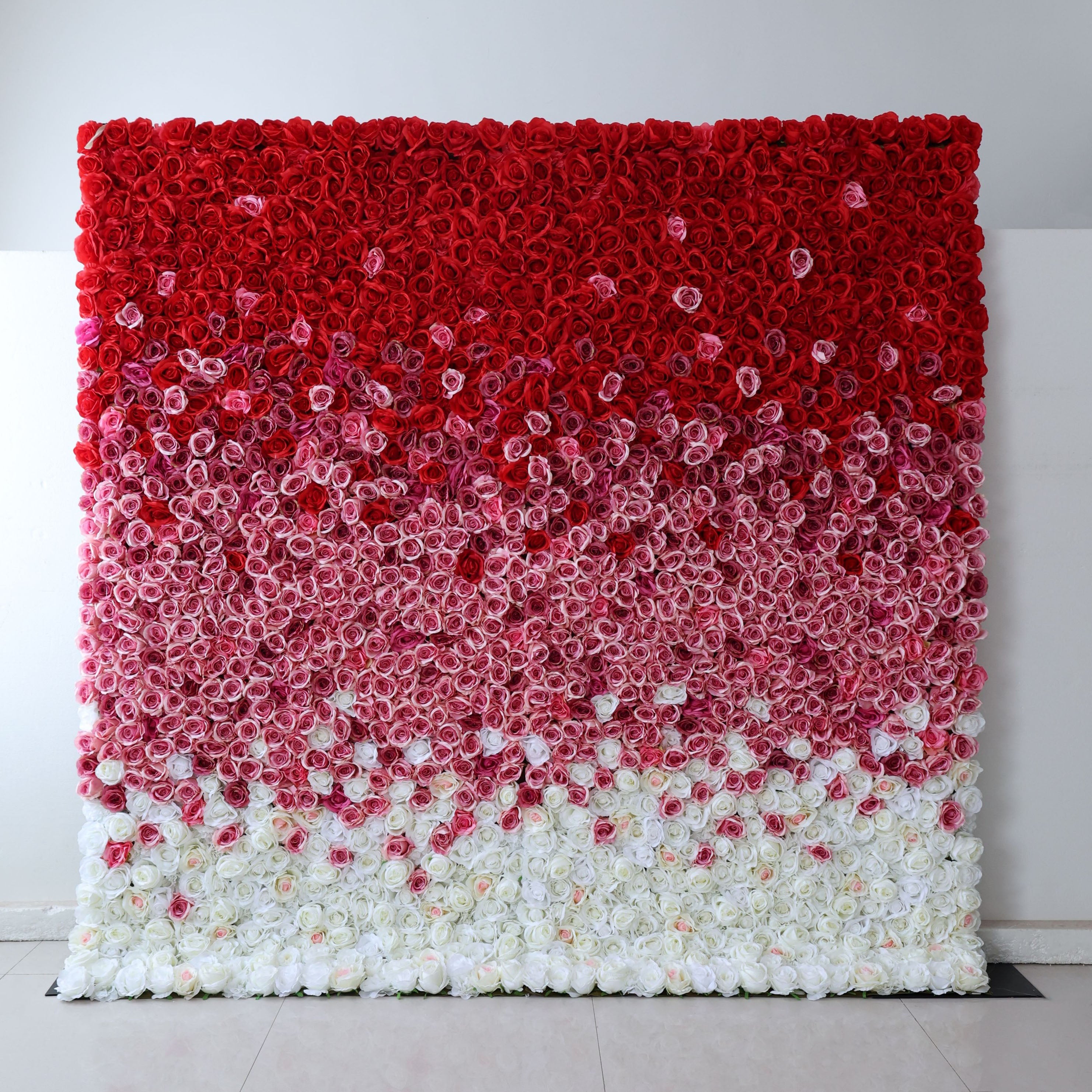 Valar Flowers Roll Up Fabric Artificial Red to White Gradient Flower Wall Wedding Backdrop, Floral Party Decor, Event Photography-VF-338