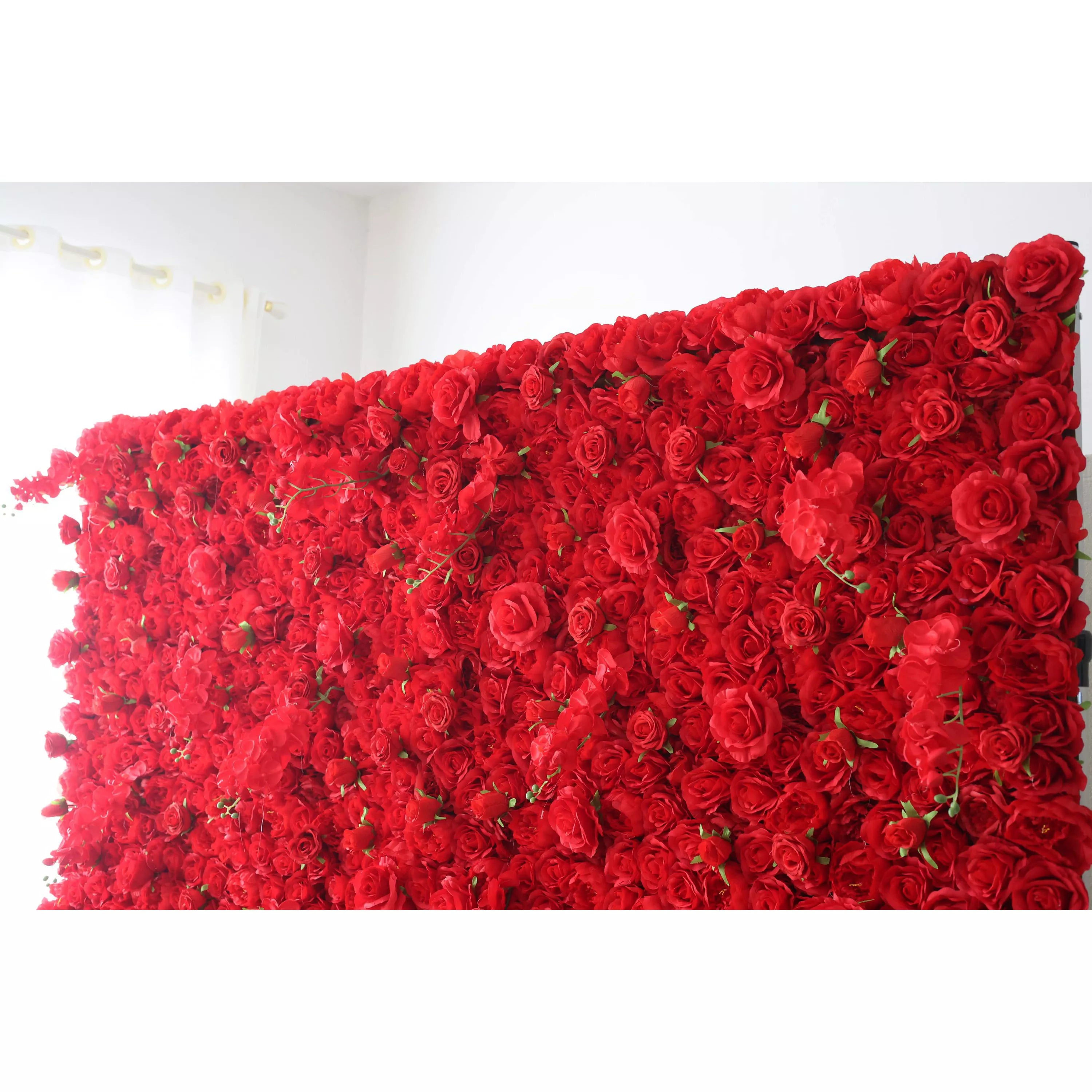 Fleurs Valar enroulables en tissu artificiel, mur de fleurs rouges vives, toile de fond de mariage, décor de fête florale, photographie d'événement-VF-050 