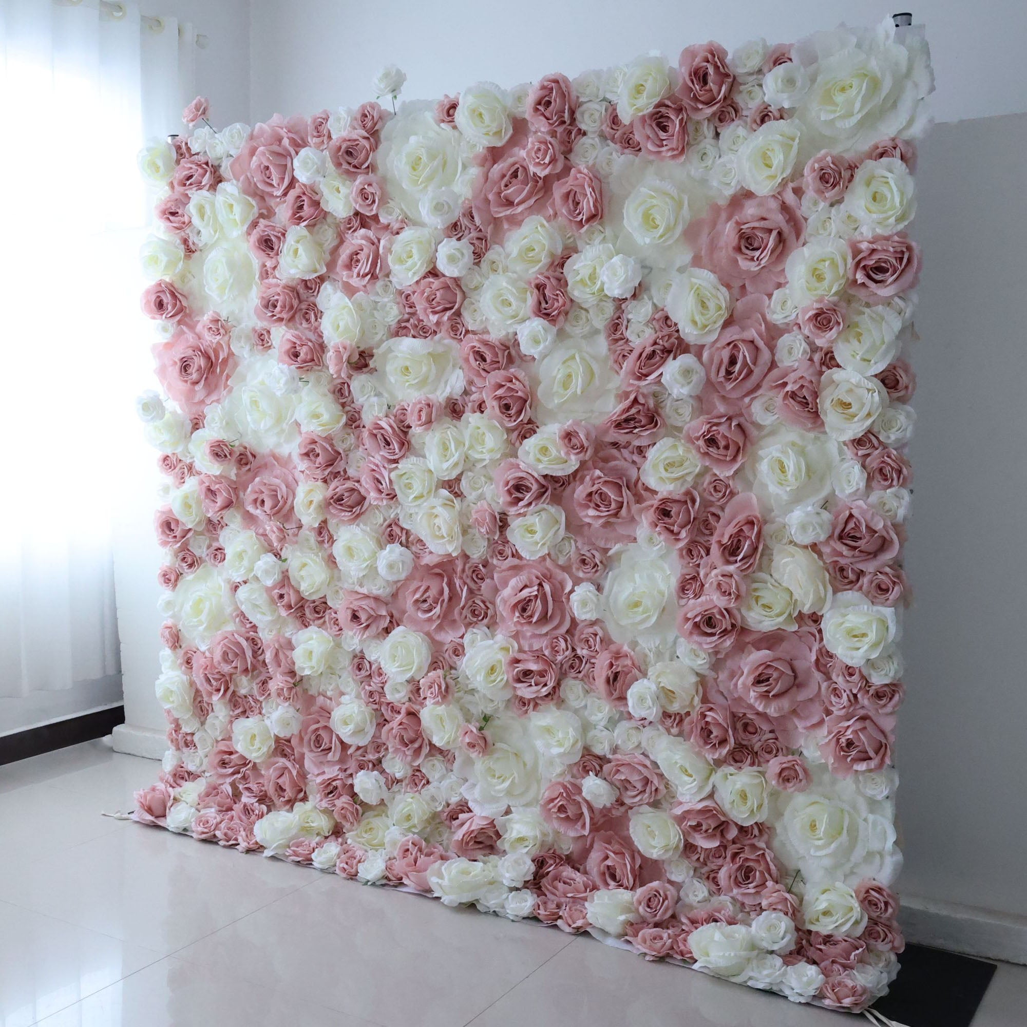Valar Flowers Roll Up Fabric Artificial Flower Wall Wedding Backdrop, Floral Party Decor, Event Photography-VF-315