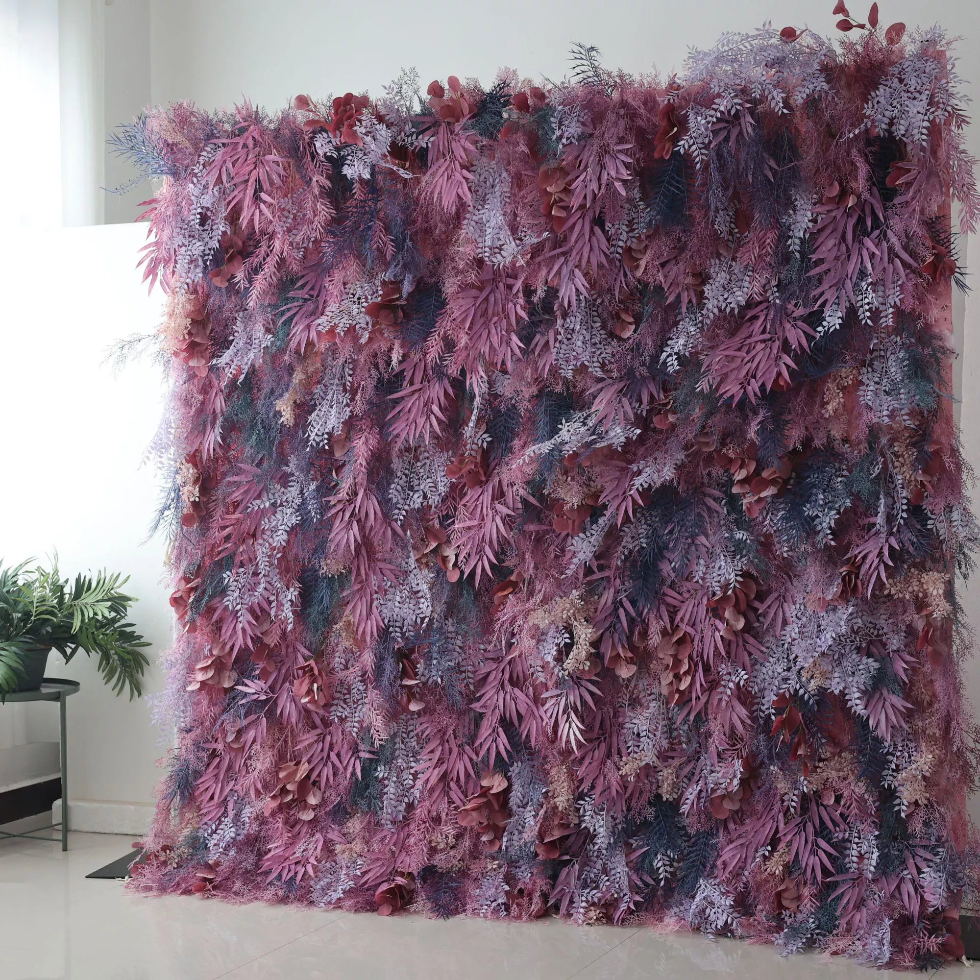 ValarFlowers Backdrop: Embrace the enchantment of Mystic Foliage, blending plum and lavender ferns. A twilight tapestry that transforms events into magical memories.