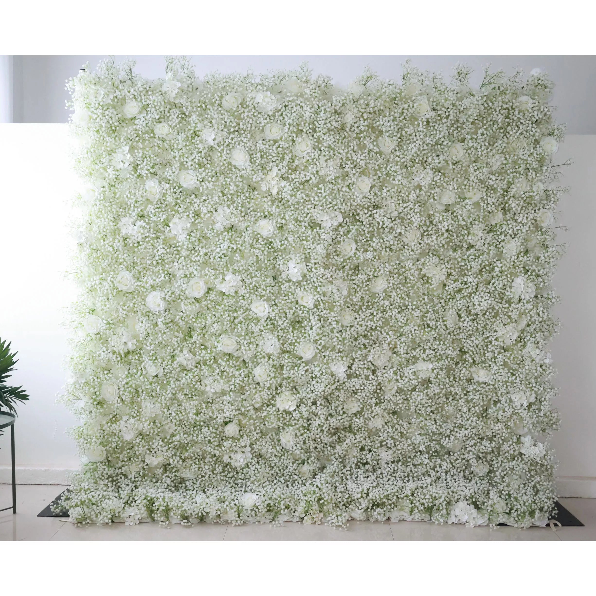 ValarFlower Artificial Floral Wall Backdrop: Elysian Garden Artificial Floral Wall Backdrop: Ethereal White Blossoms Edition-VF-268